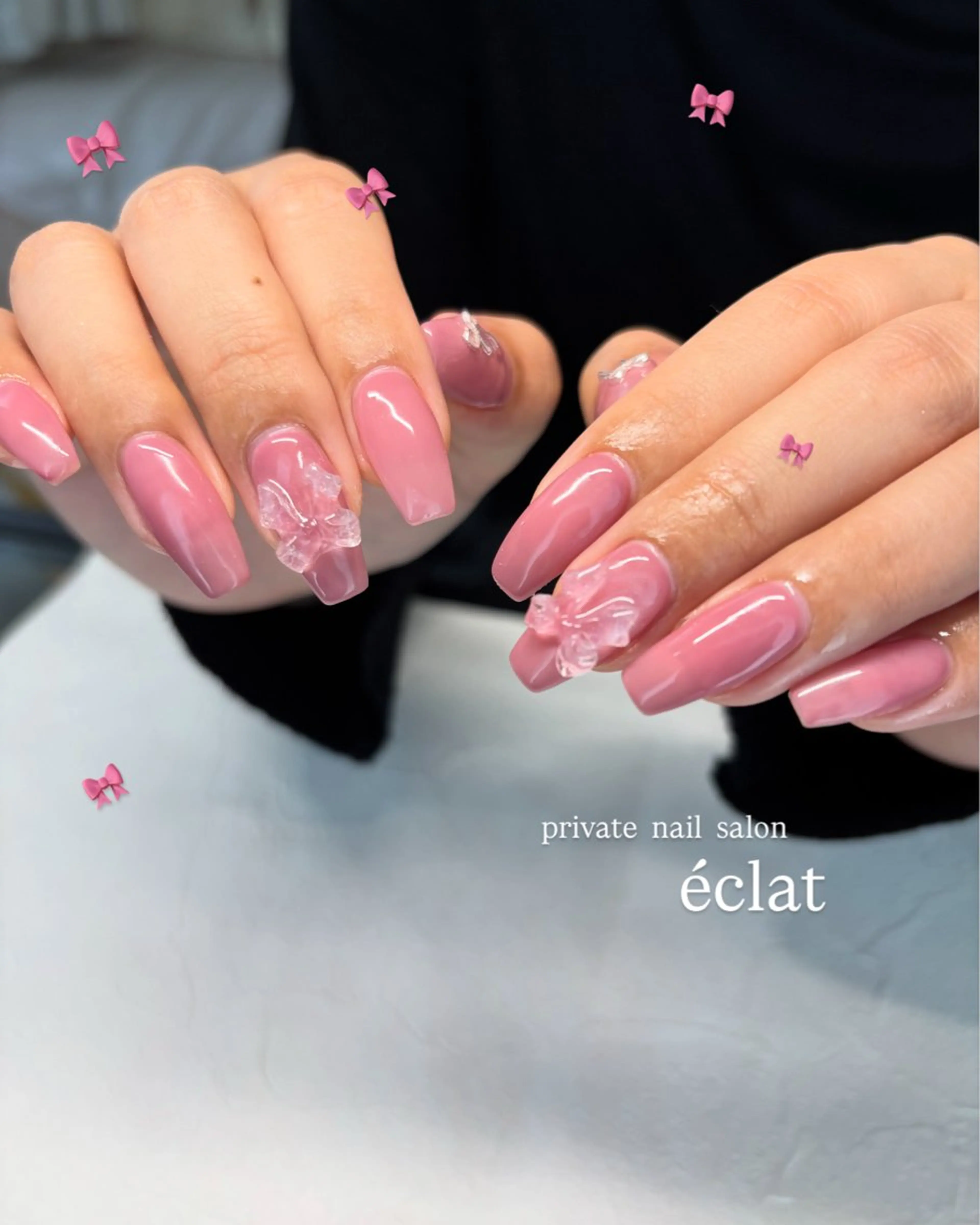 ネイル ピンク リボン éclat所属・éclat エクラのネイルデザイン
