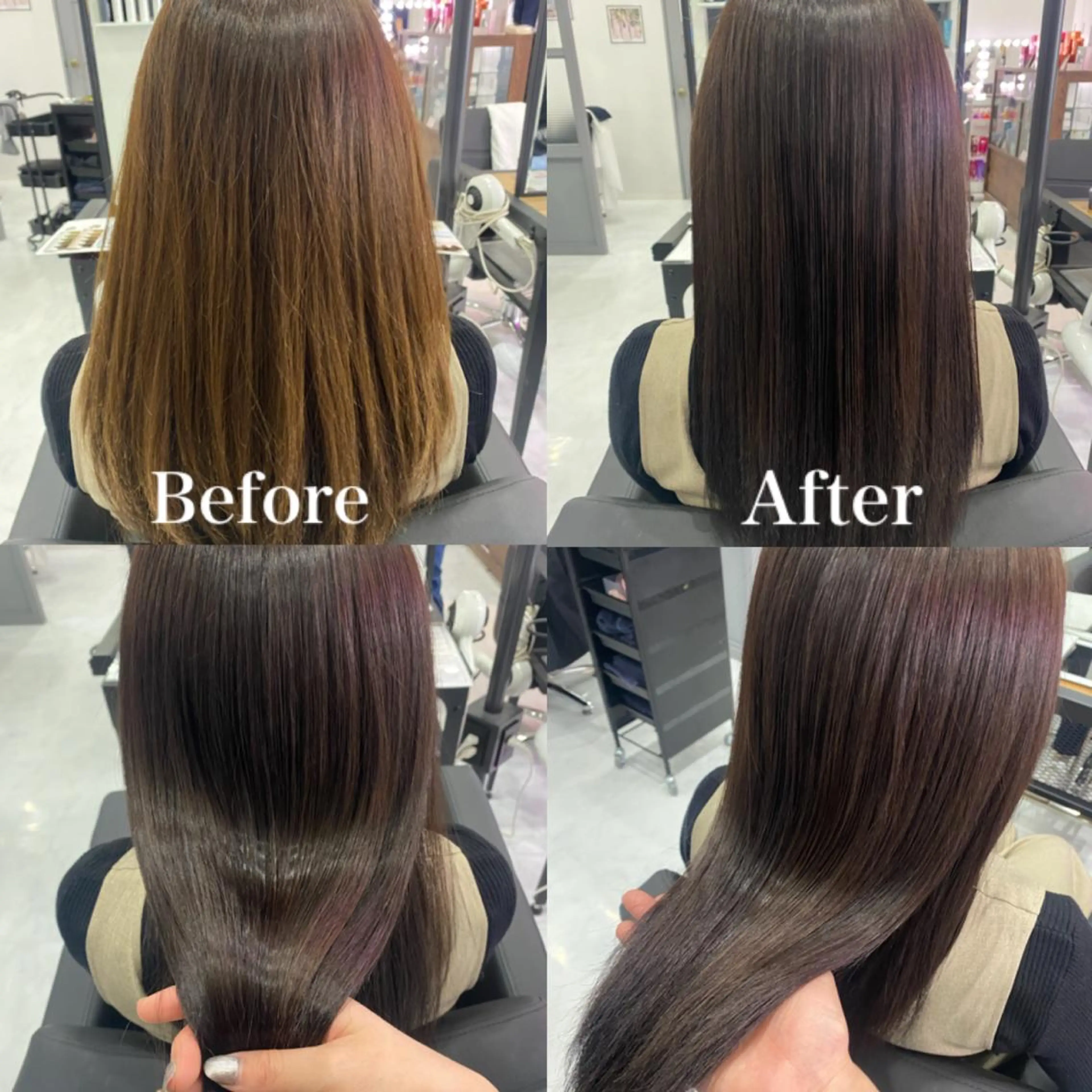 ミディアム カラー カット ヘアカラー 髪質改善×矯正🫧 韓国ヘアasamiのヘアスタイル