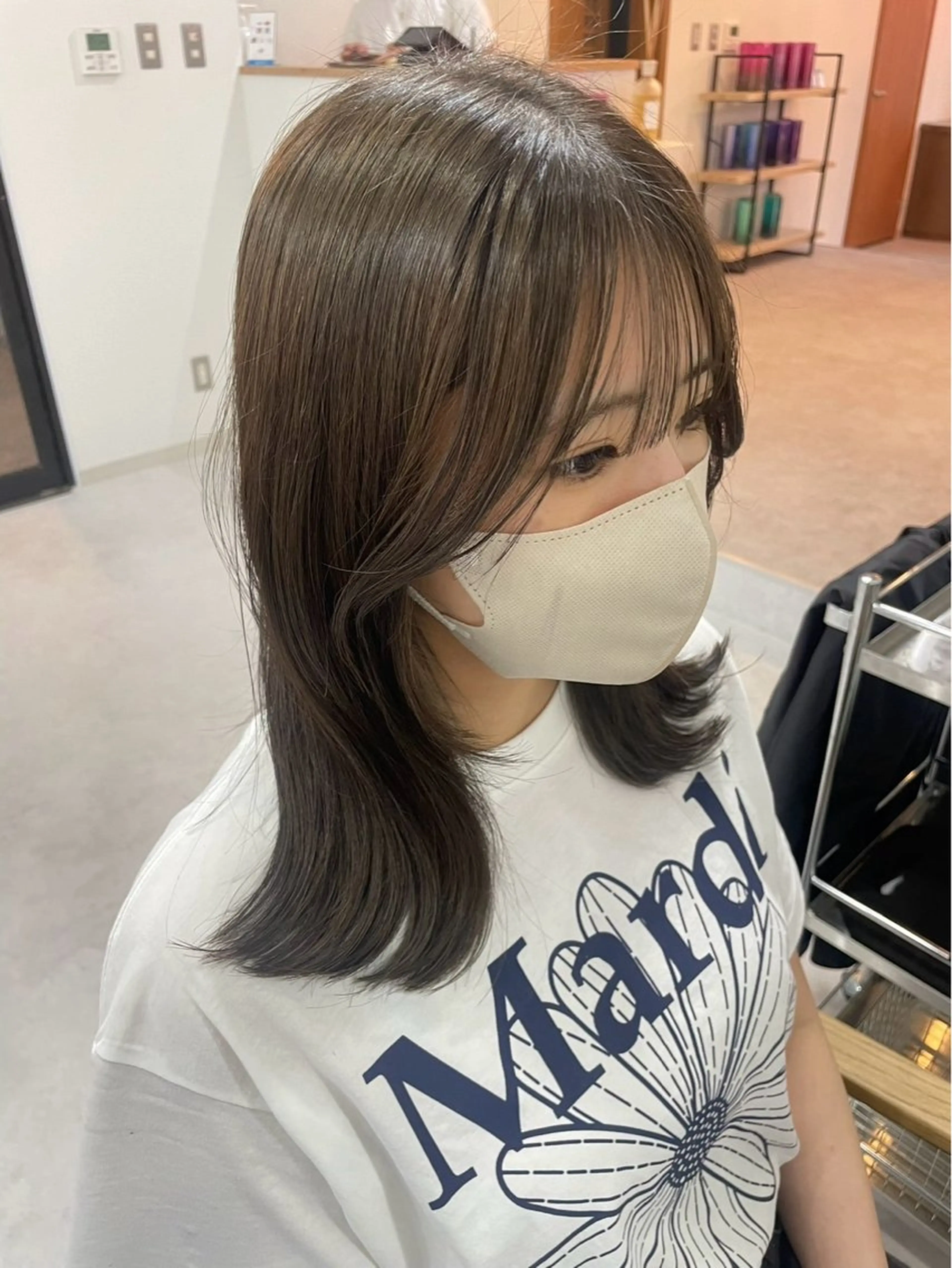 セミロング ショートボブ ボブ ハイライト レイヤーカット 縮毛矯正 SUZU/岡山/矯正 ブリーチ/レイヤーのヘアスタイル