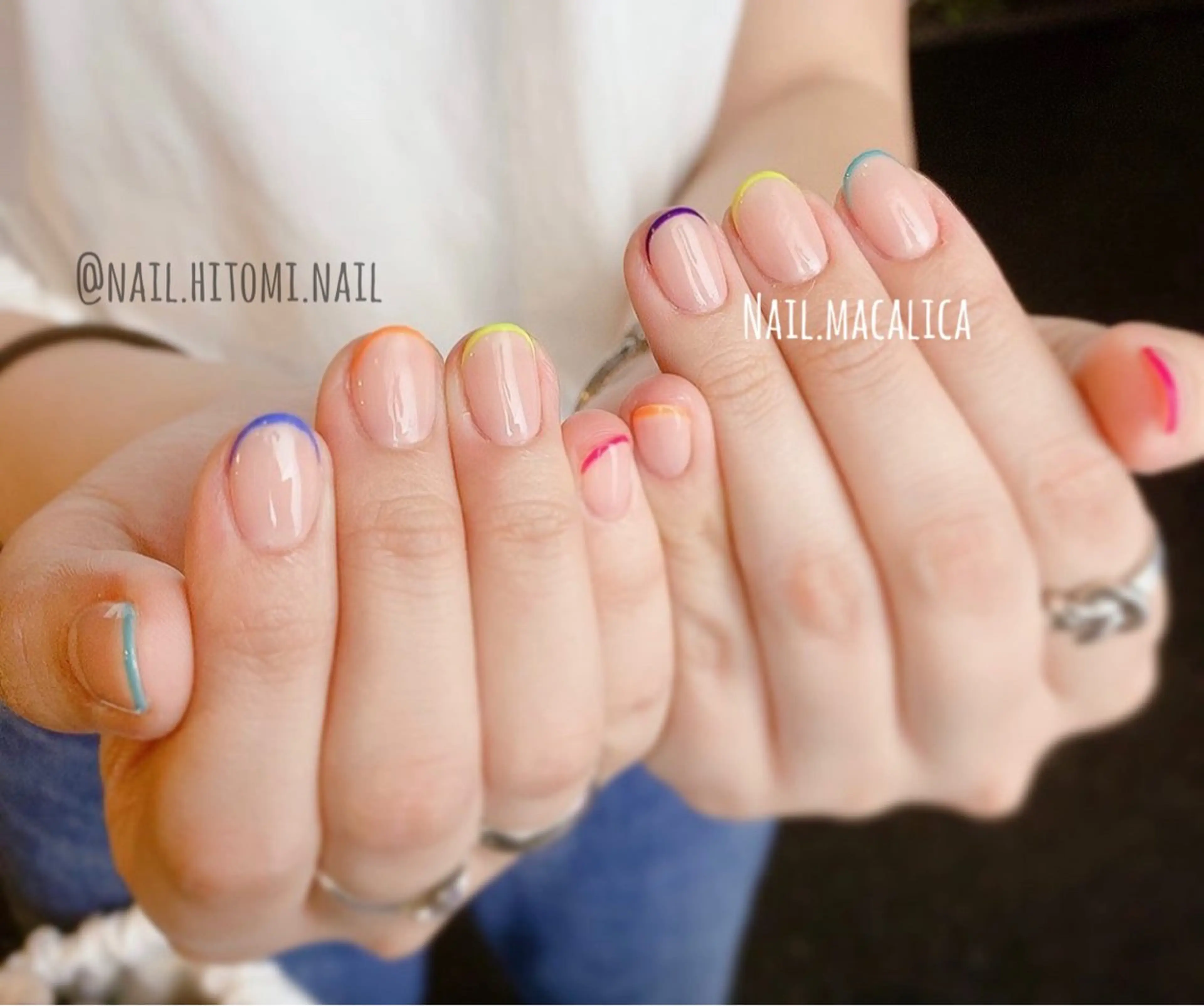 ネイル フレンチネイル ショートネイル 夏ネイル ハンドネイル Nail macalicaのネイルデザイン
