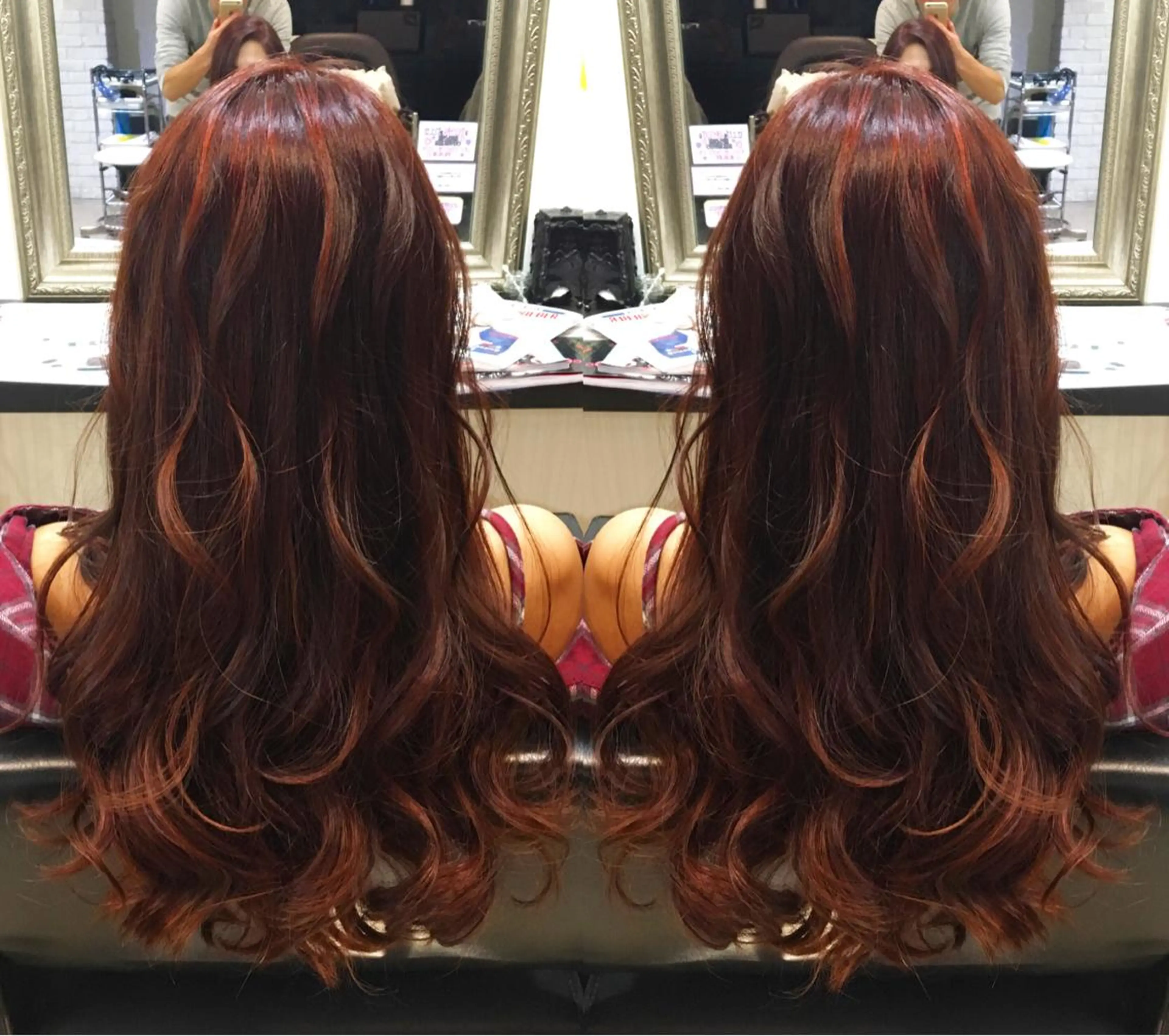 ロング カラー ヘアカラー トリートメント 💓シールエクステ ルミエールのヘアスタイル