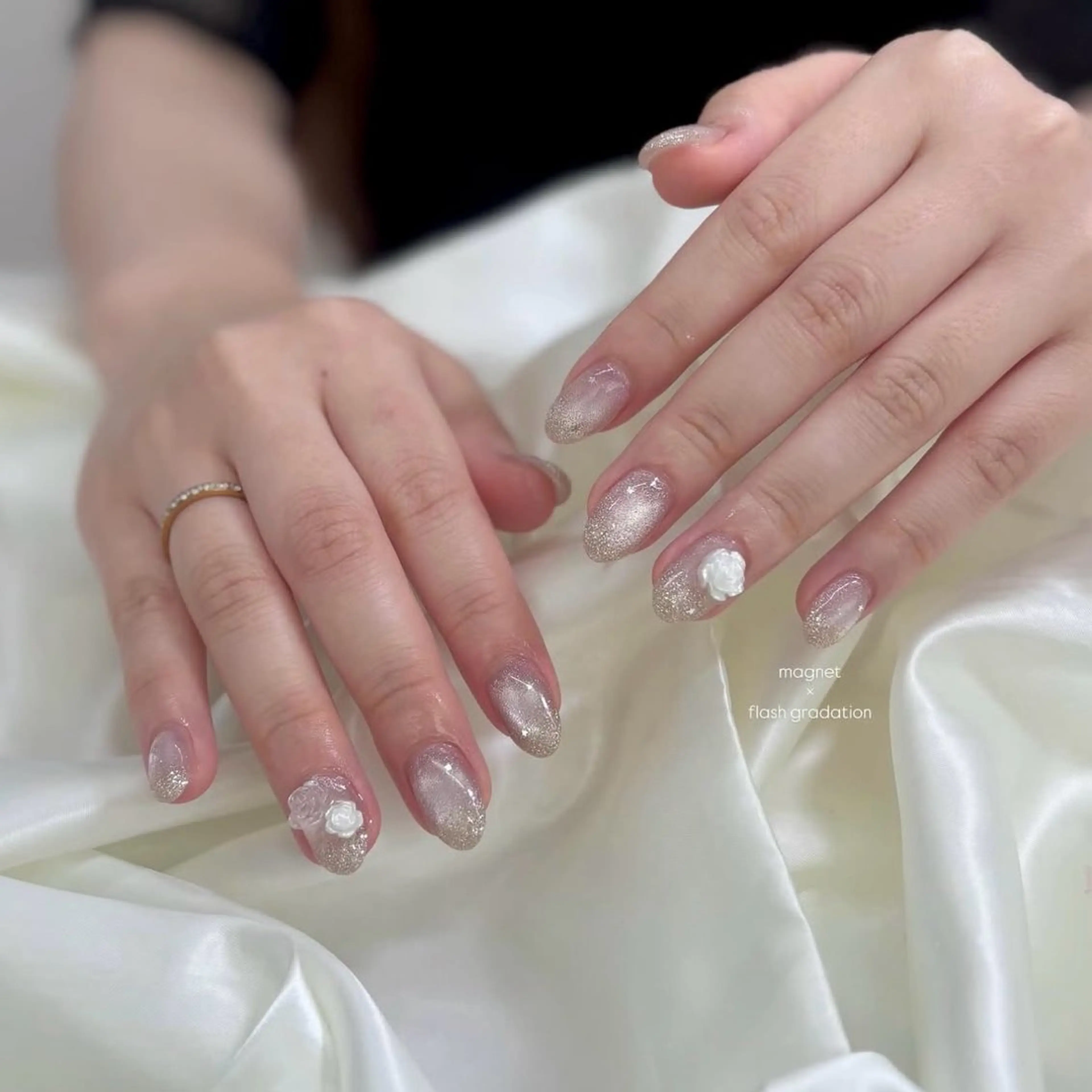 ネイル フラッシュネイル グラデーション マグネットネイル ワンホンネイル ハンドネイル Moana nail Hiyoriのネイルデザイン