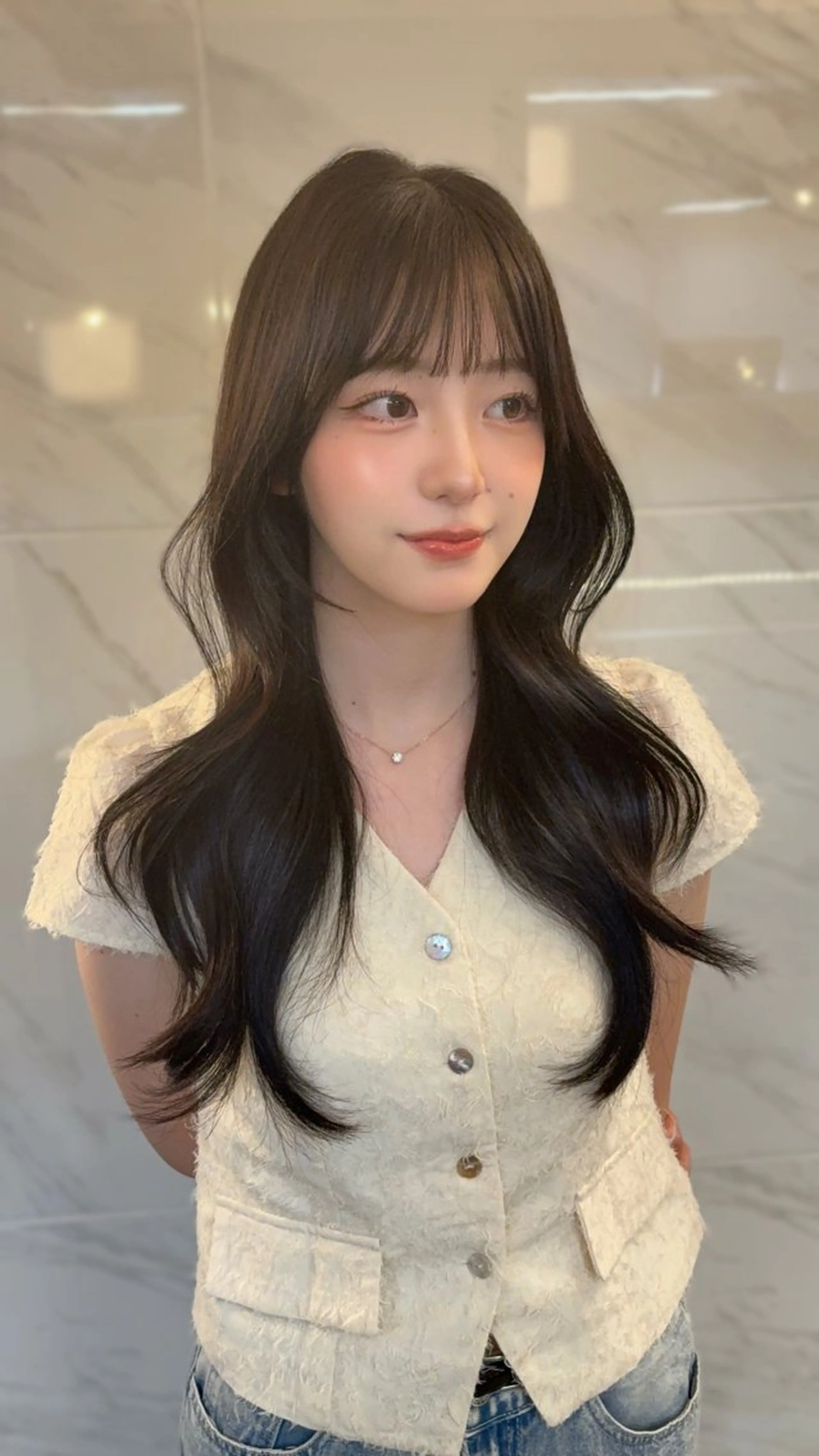 ロング カット ヘアカラー 🤍韓国ヘア/ 楓🤍のヘアスタイル