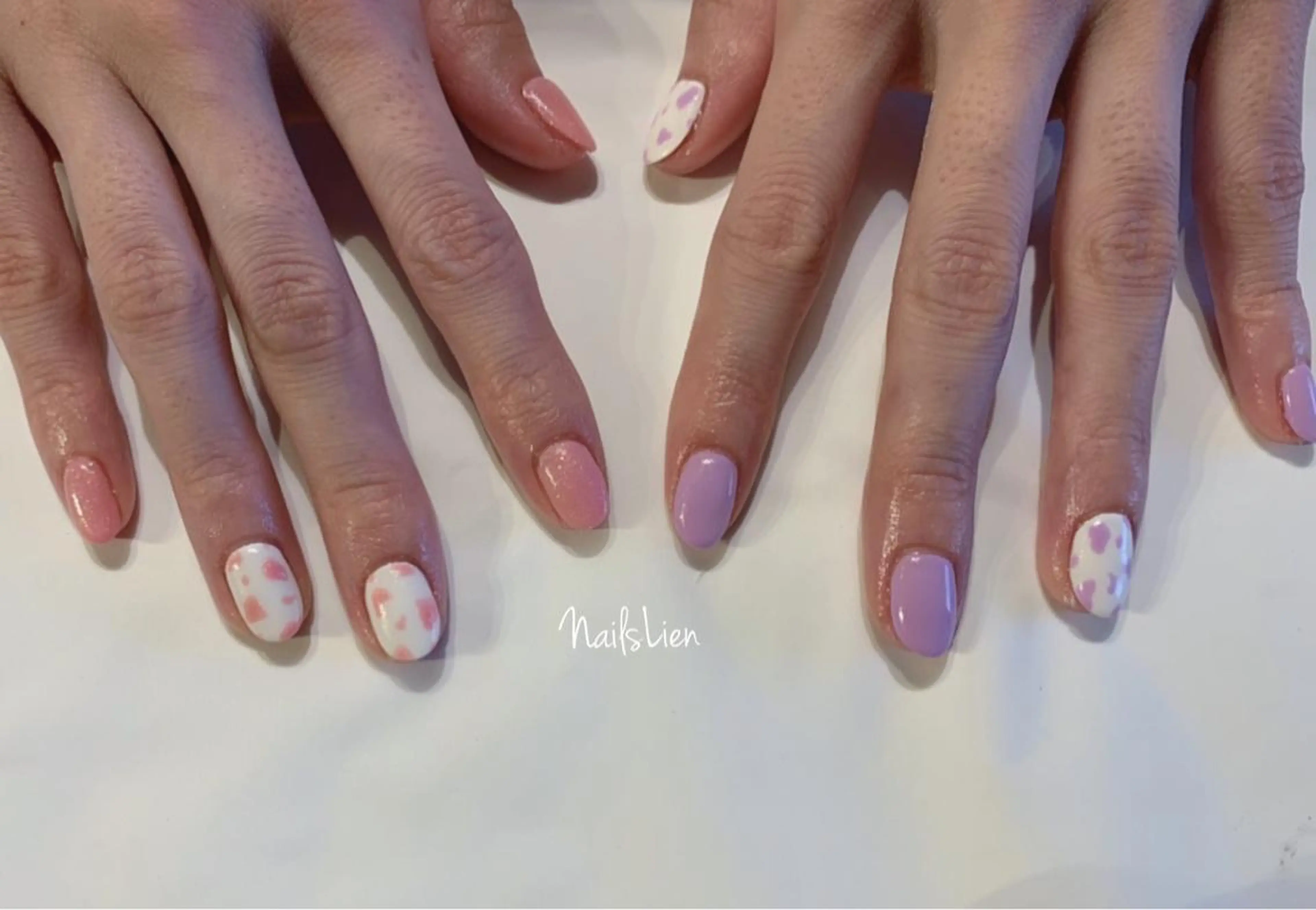 ネイル アニマル柄 パステルネイル 冬ネイル studio e n / RiNのネイルデザイン