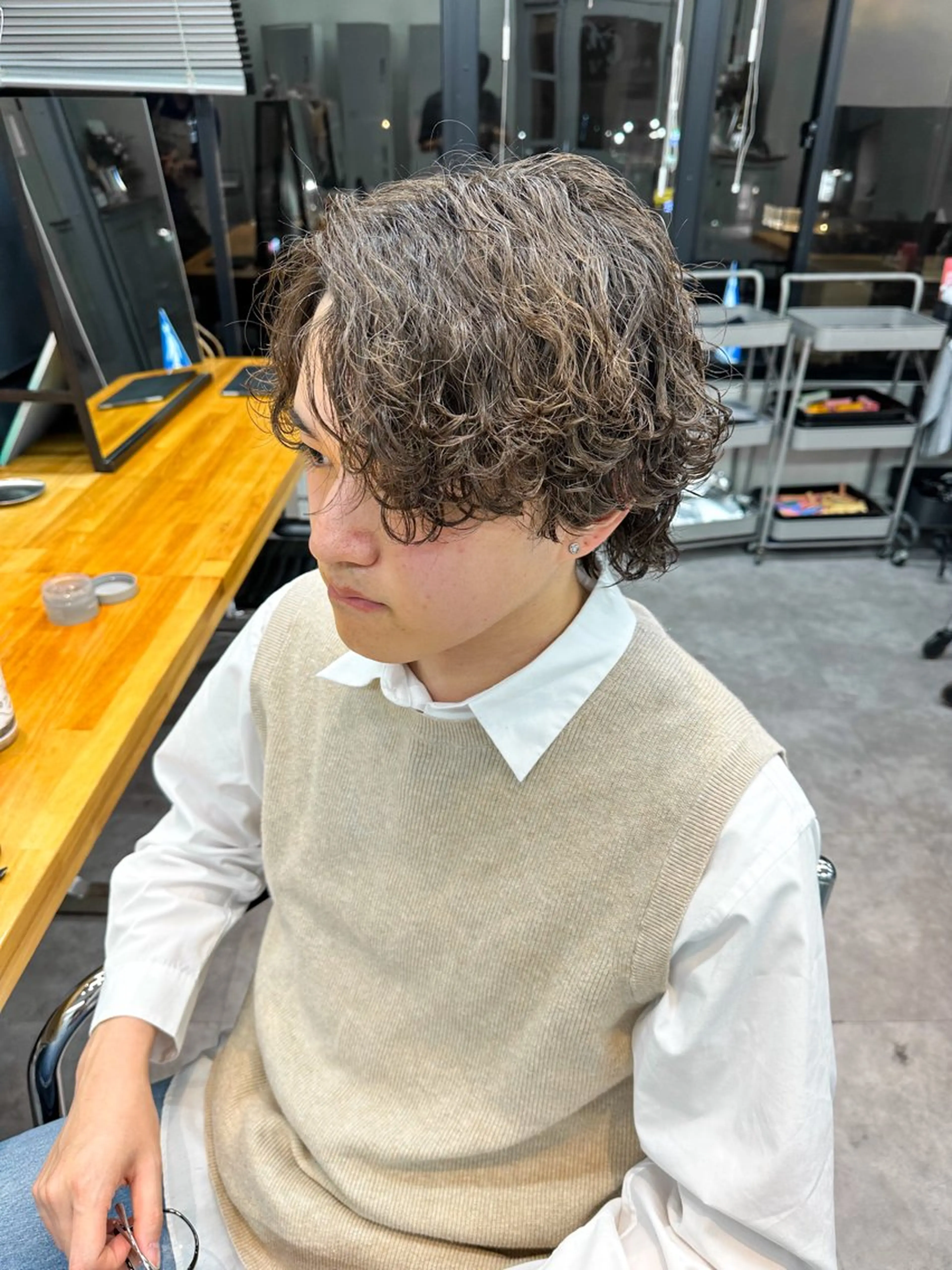 ミディアム パーマ メンズ カット パーマ warme所属・メンズパーマ メンズ特化ryoのヘアスタイル