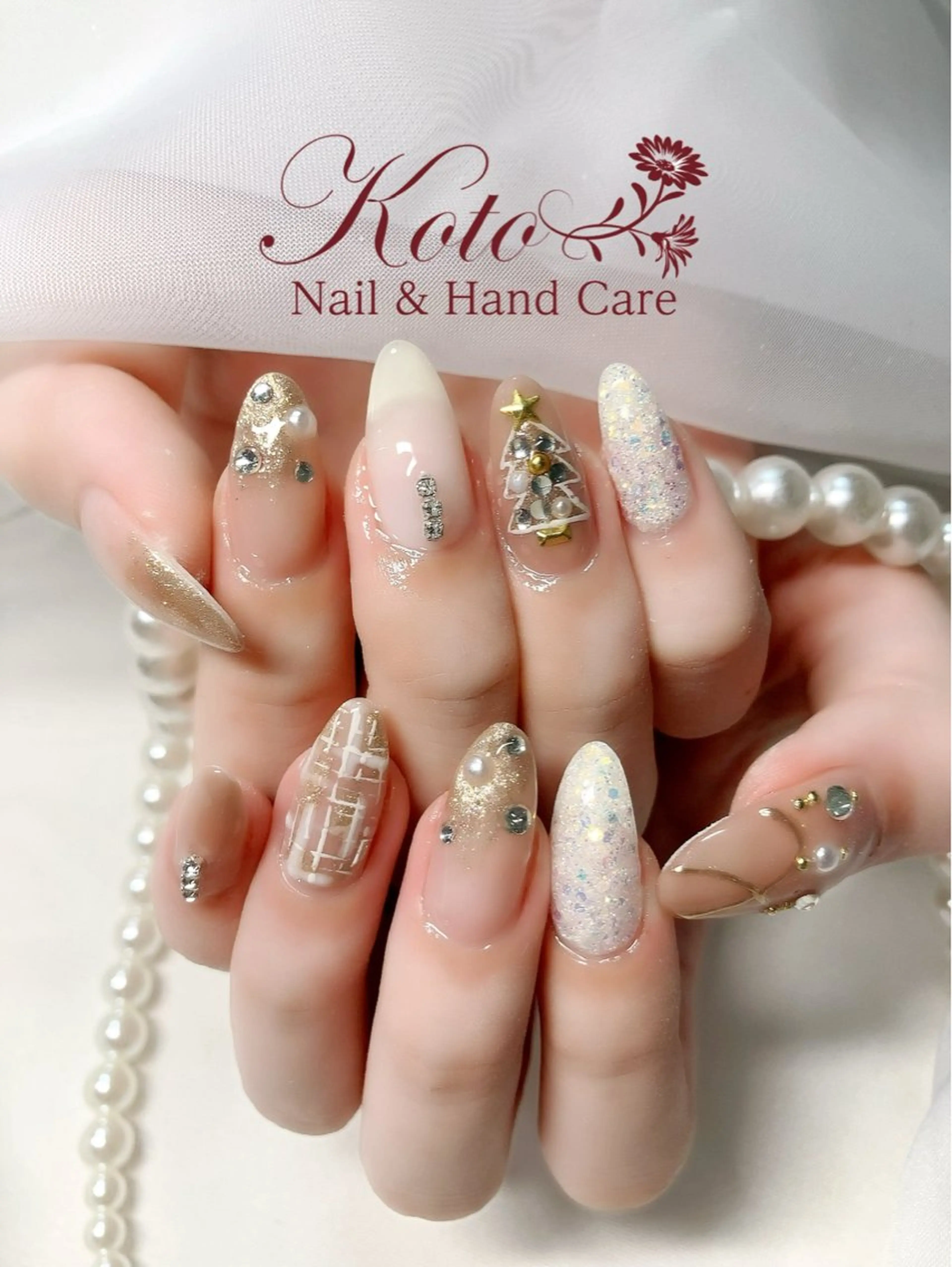 ネイル 長さ出し ジェルネイル 持ち込み ニュアンスネイル 赤色 ハンドネイル Nail Salon KOTOのネイルデザイン