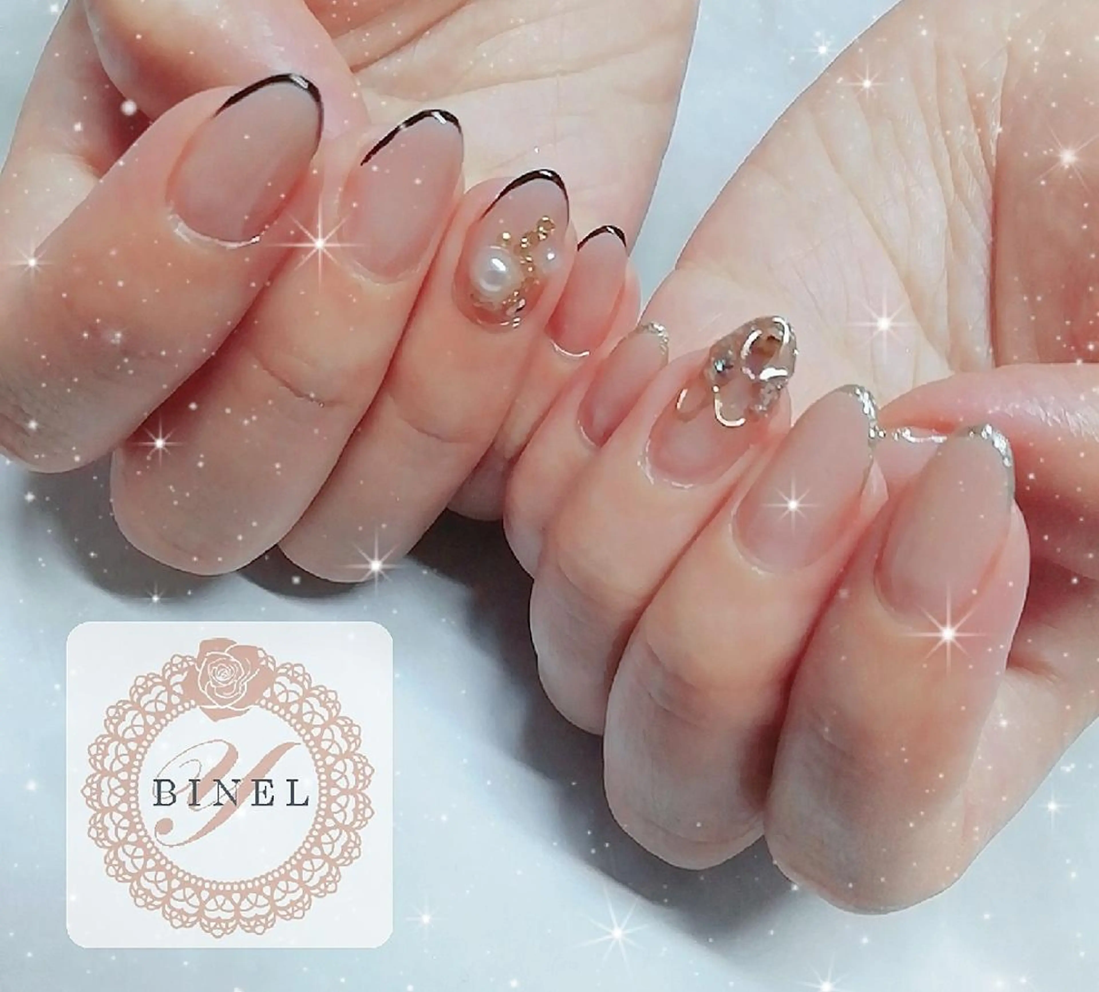 ネイル フレンチネイル 持ち込み ハンドネイル Nail Salon Y.BINELのネイルデザイン