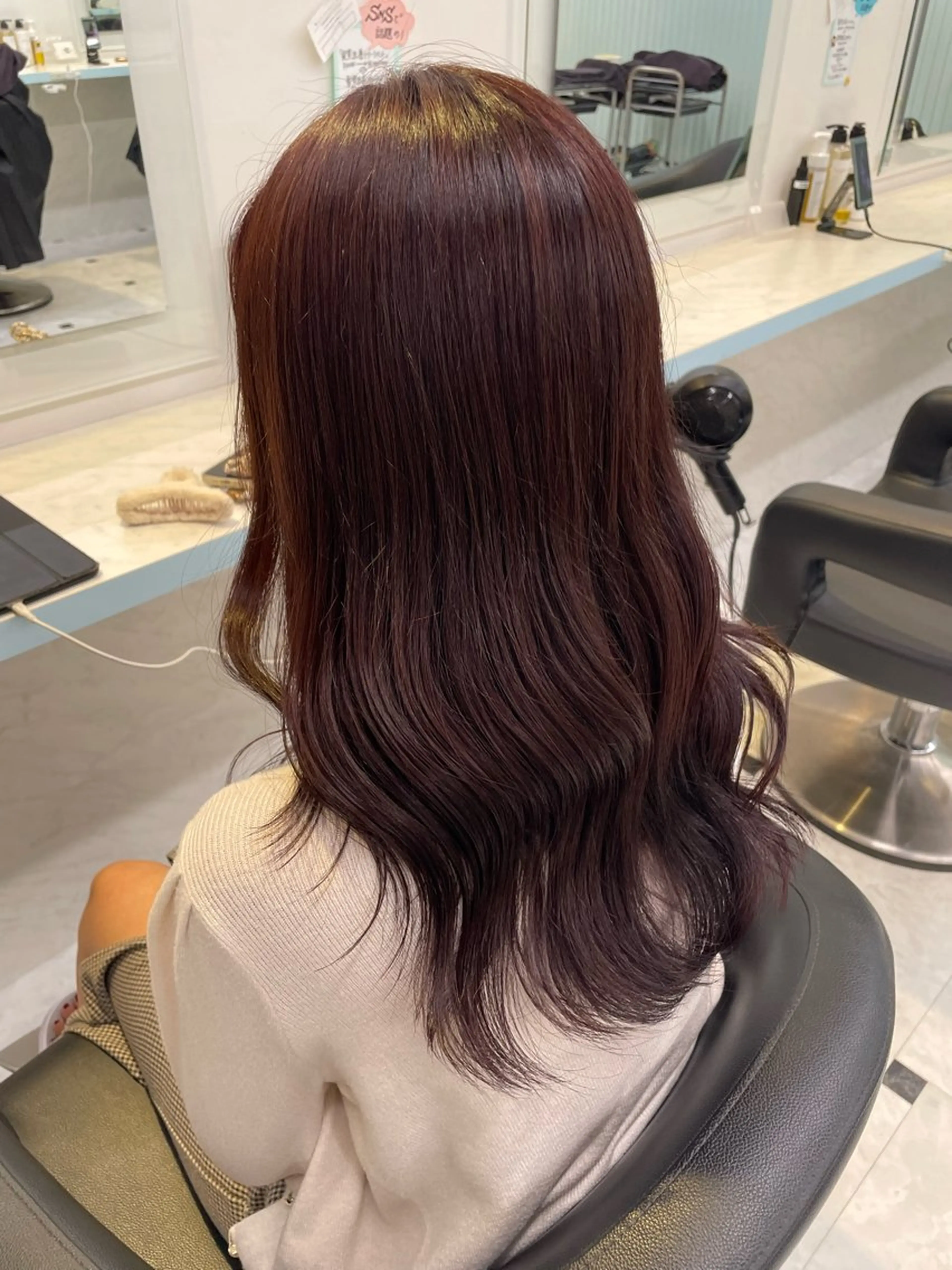 ミディアム カラー ブリーチ ダブルカラー ブリーチなしカラー 髪質改善 トリートメント ヘアカラー トリートメント 🍒♡艶髪暖色カラー saaya♡🍒のヘアスタイル