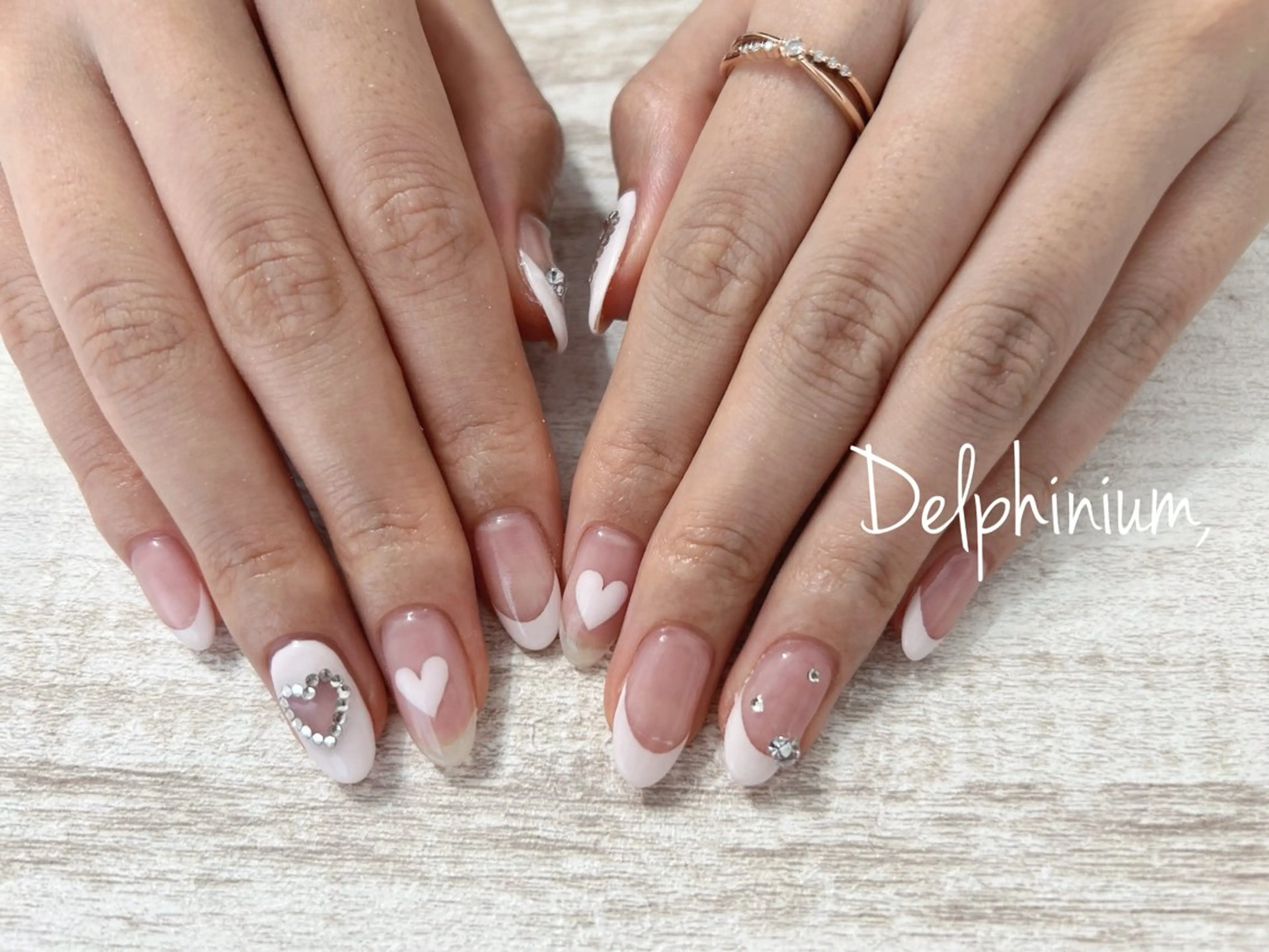 ネイル アートネイル ジェルネイル ハート ミラーネイル 持ち込み ハンドネイル 岡本 友恵のネイルデザイン