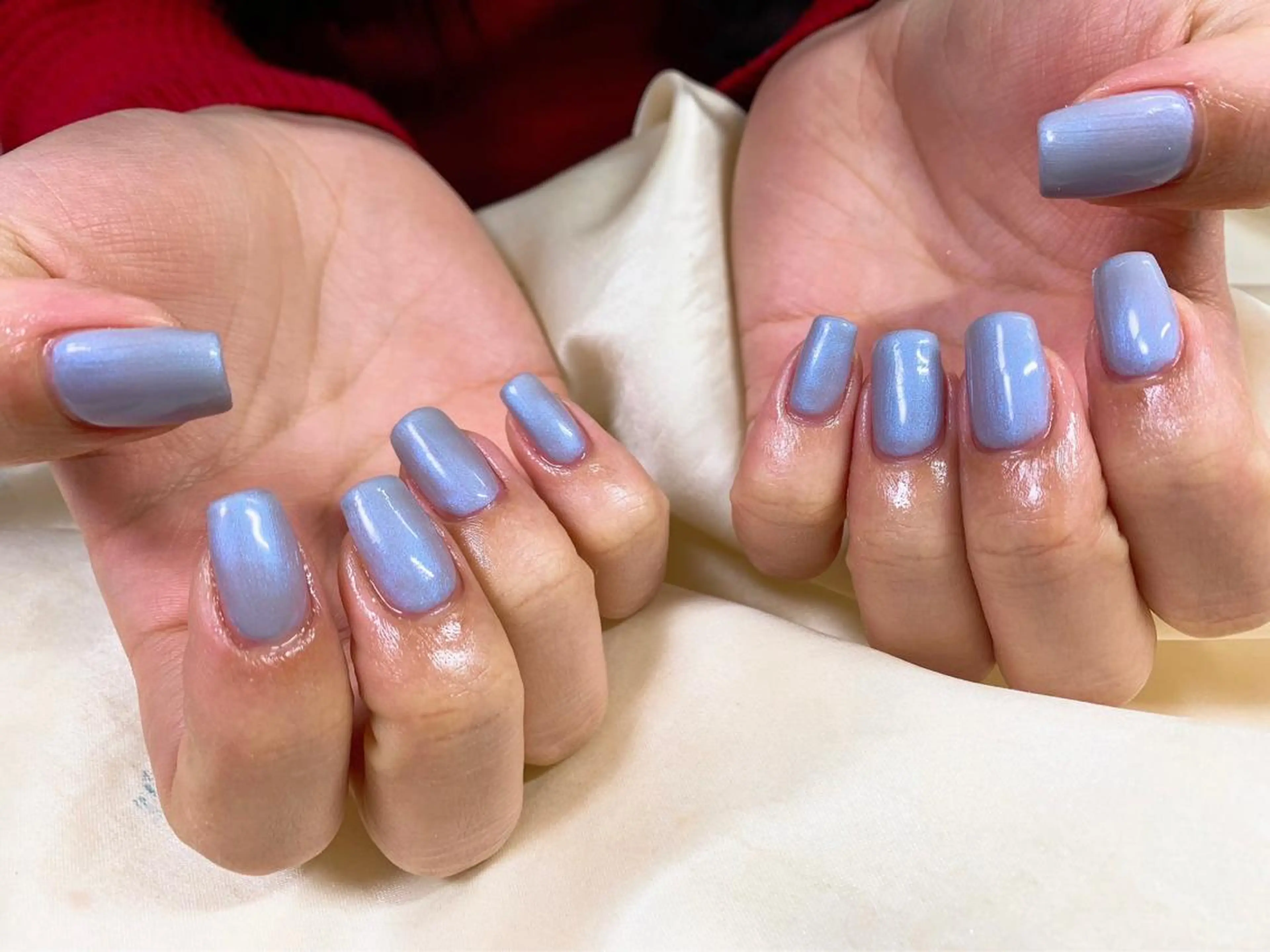 ネイル オーロラネイル ブルー フラワーネイル フットネイル フレンチネイル ハンドネイル Mogu nail 二子玉川のネイルデザイン