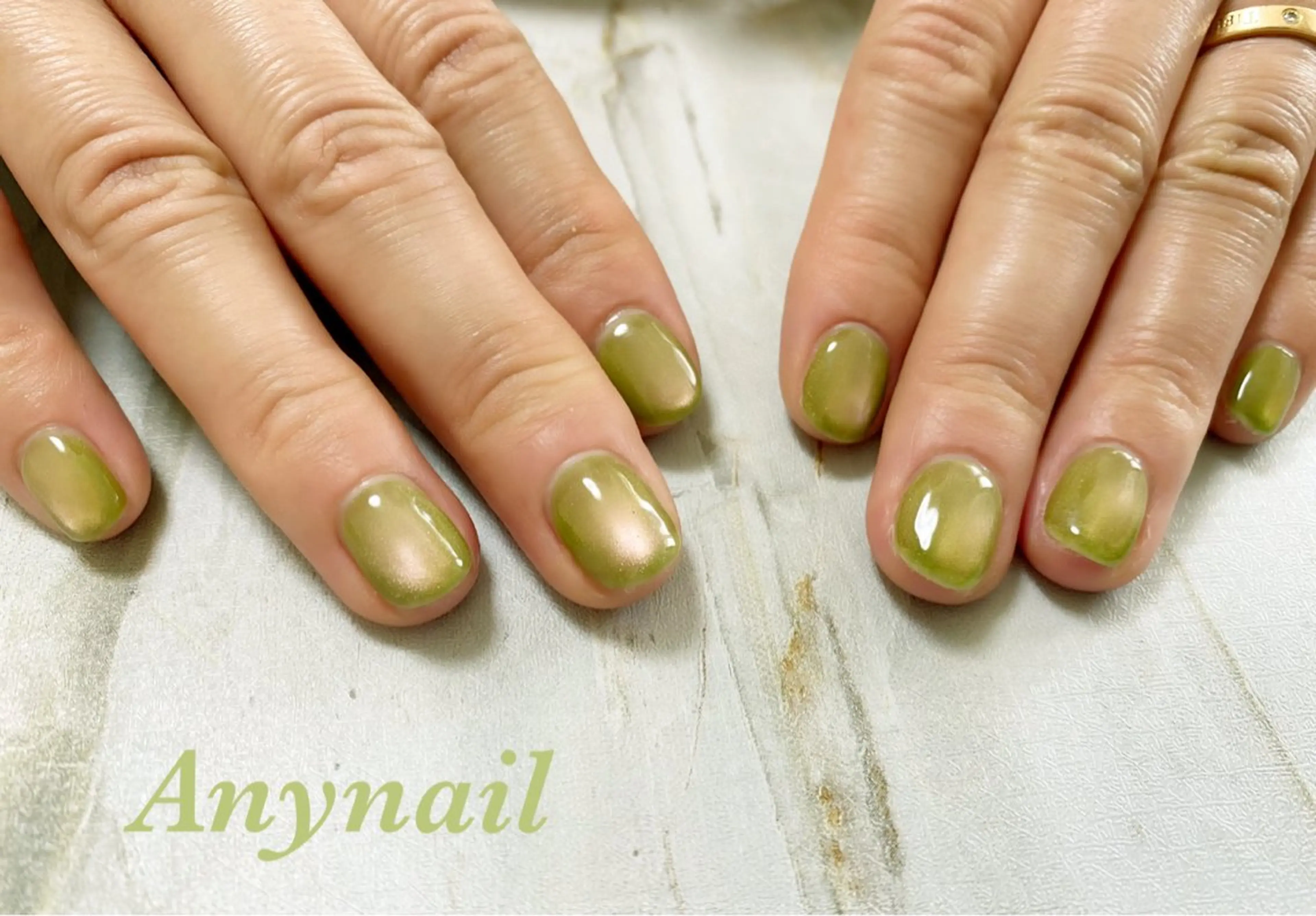 ネイル ブルー ジェルネイル グリーン 韓国ネイル マグネットネイル ハンドネイル 岩澤 恵子のネイルデザイン