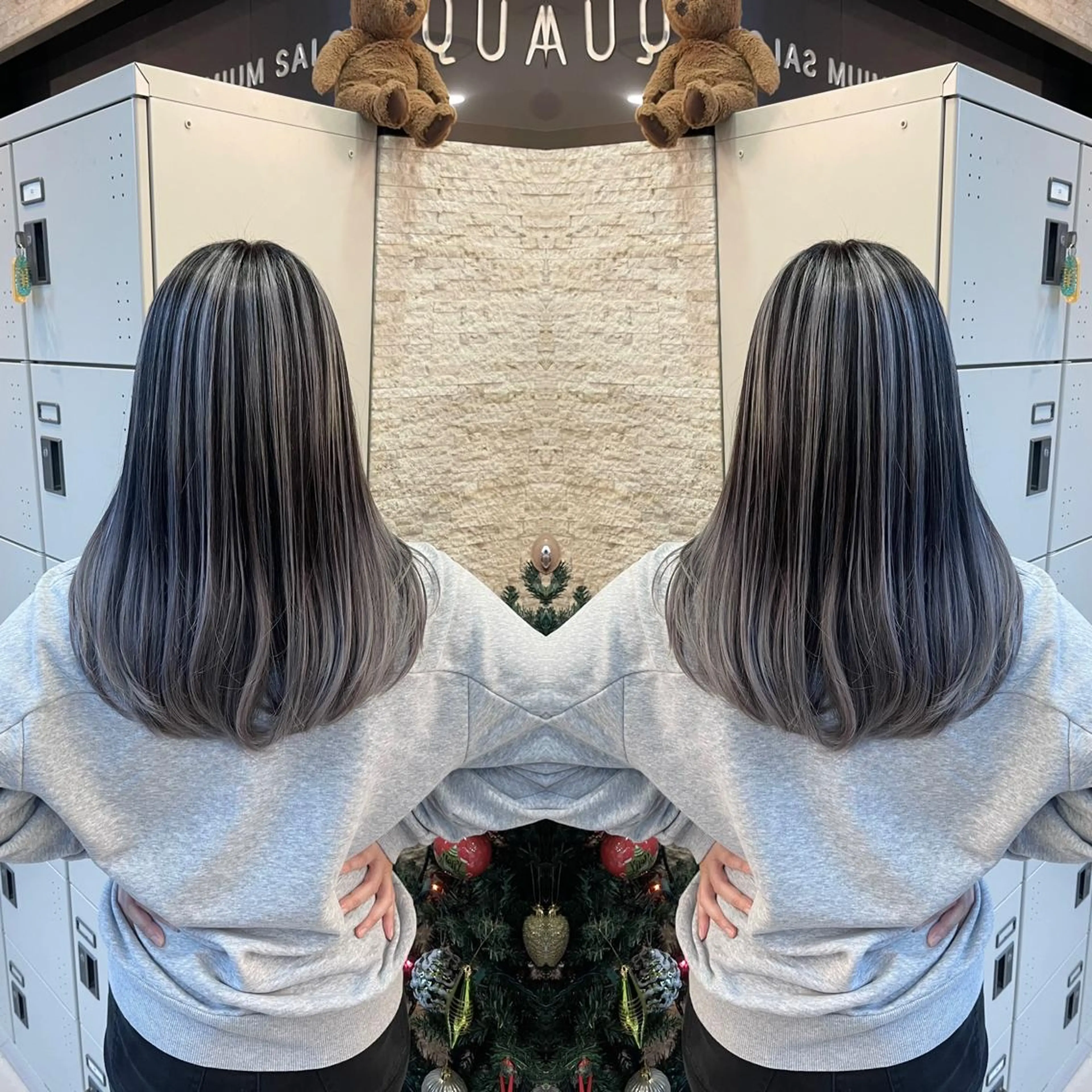 セミロング ヘアカラー Y Uのヘアスタイル