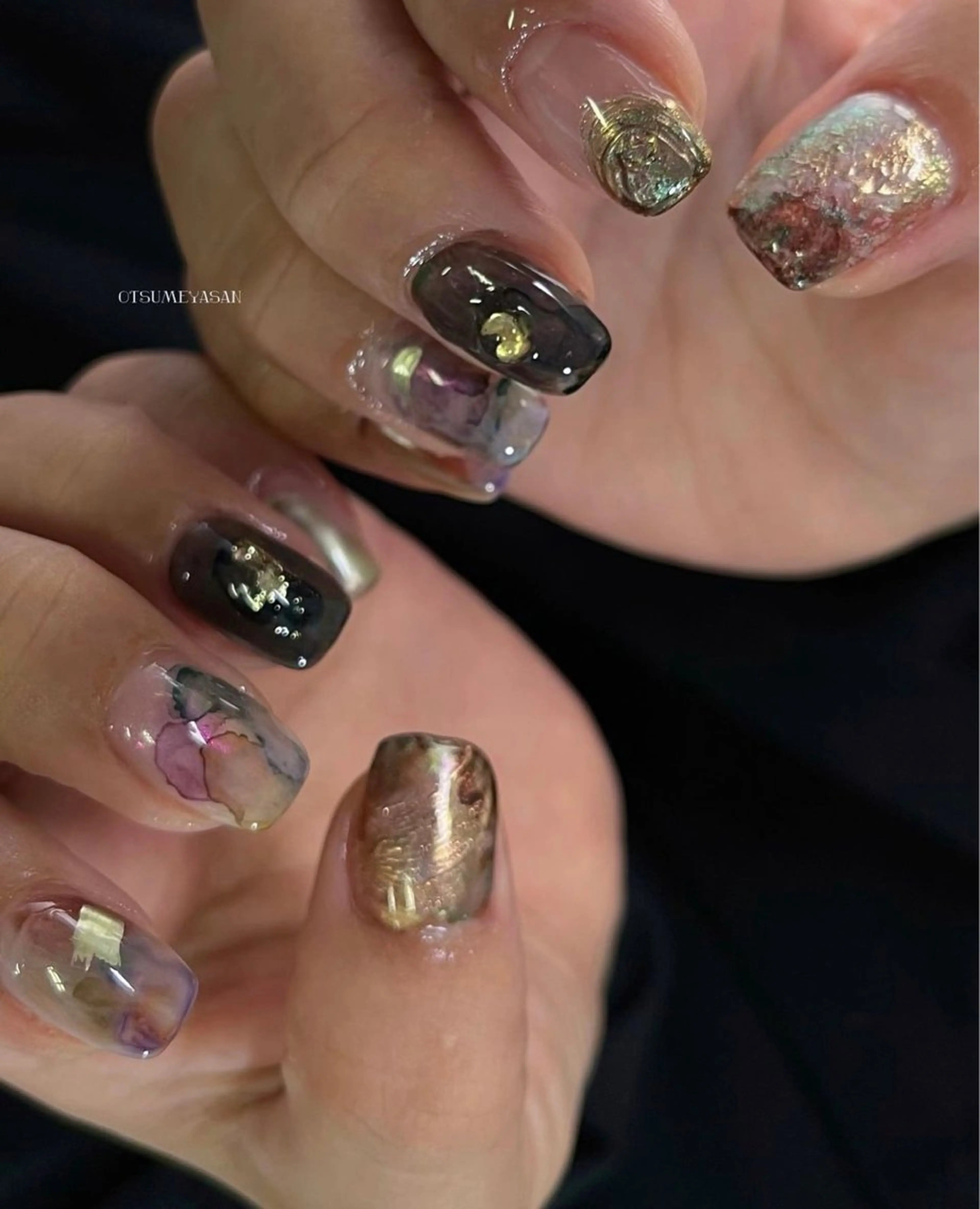 ネイル ブルー ジェルネイル 韓国ネイル マグネットネイル ミラーネイル otsumeyasan所属・わたなべ ちかのネイルデザイン