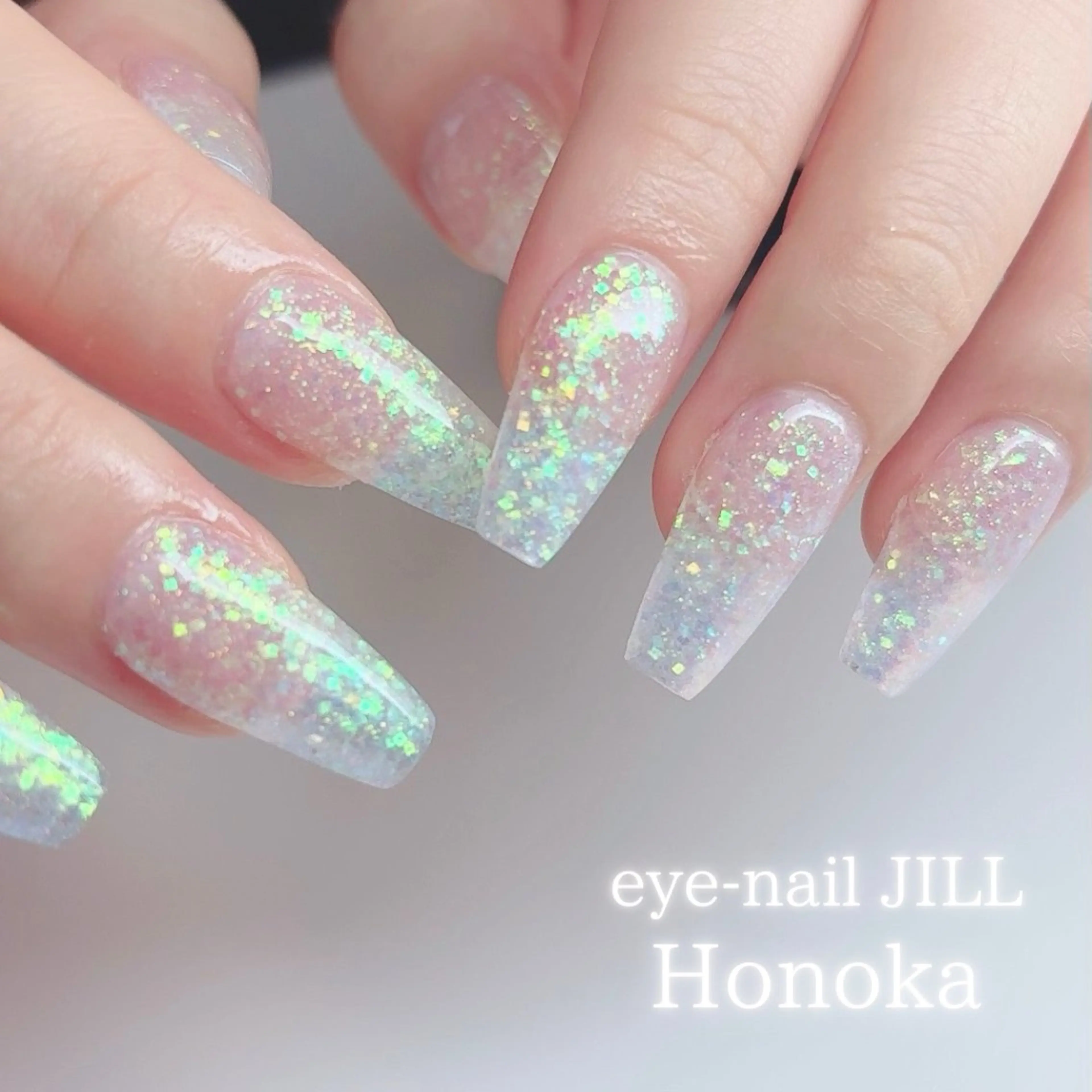 ネイル オーロラネイル ラメ(グリッター) ワンカラーネイル スカルプネイル ハンドネイル JILL Honokaのネイルデザイン