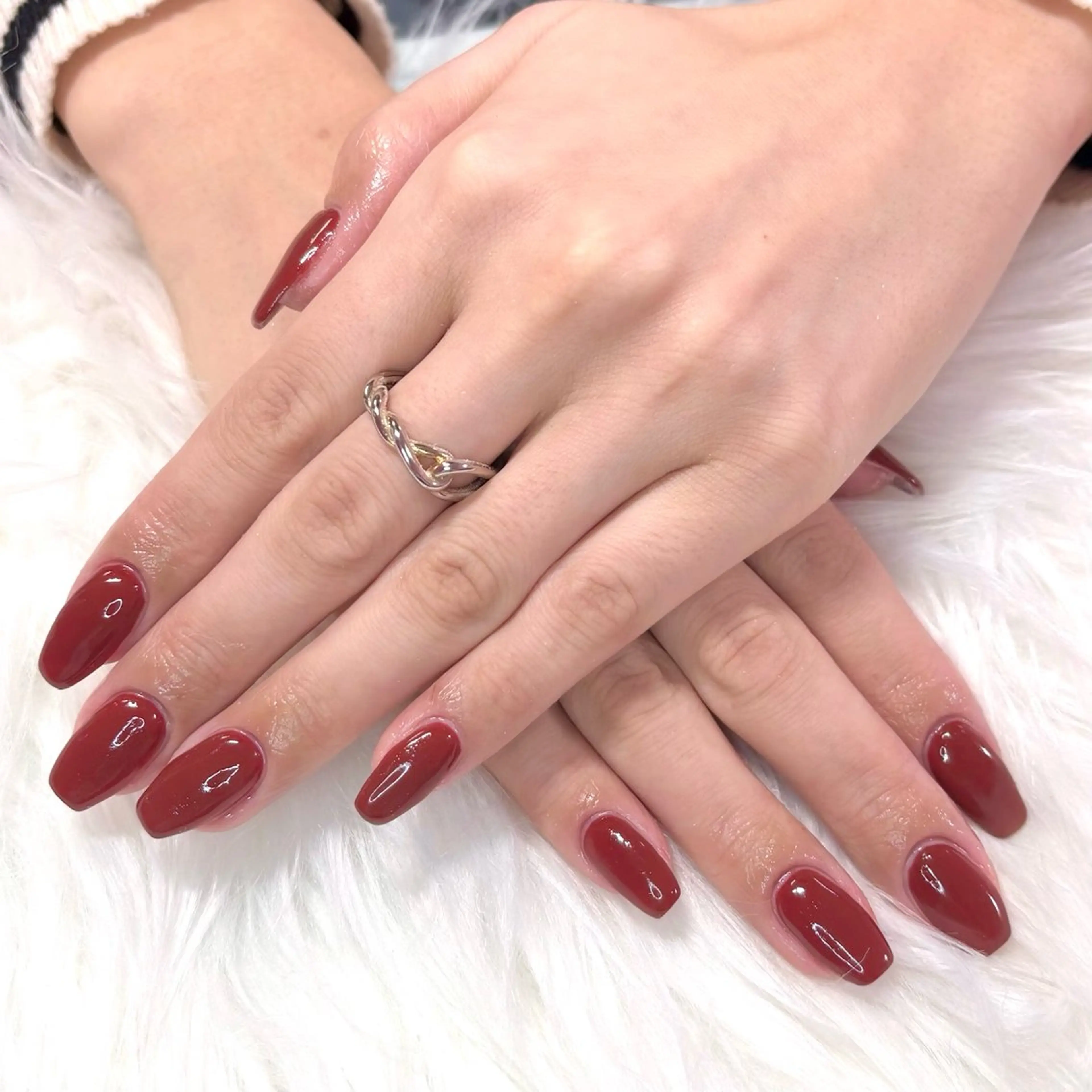 ネイル ボルドー ワンカラーネイル ハンドネイル Noix nailのネイルデザイン