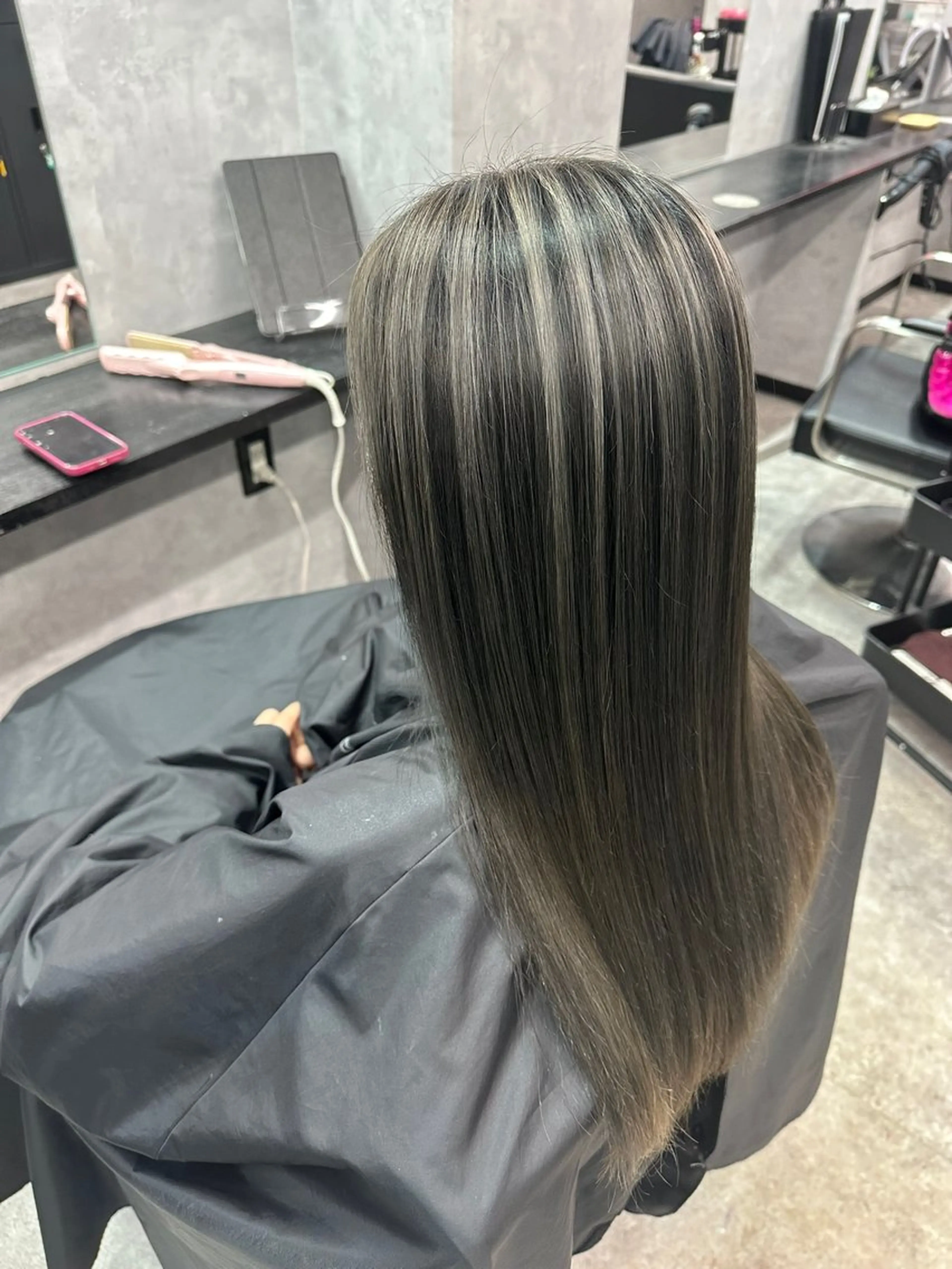 ロング ミストバング ハイライト 髪質改善 ヨシンモリ 韓国風ヘア HAIR SMILE COEURのヘアスタイル