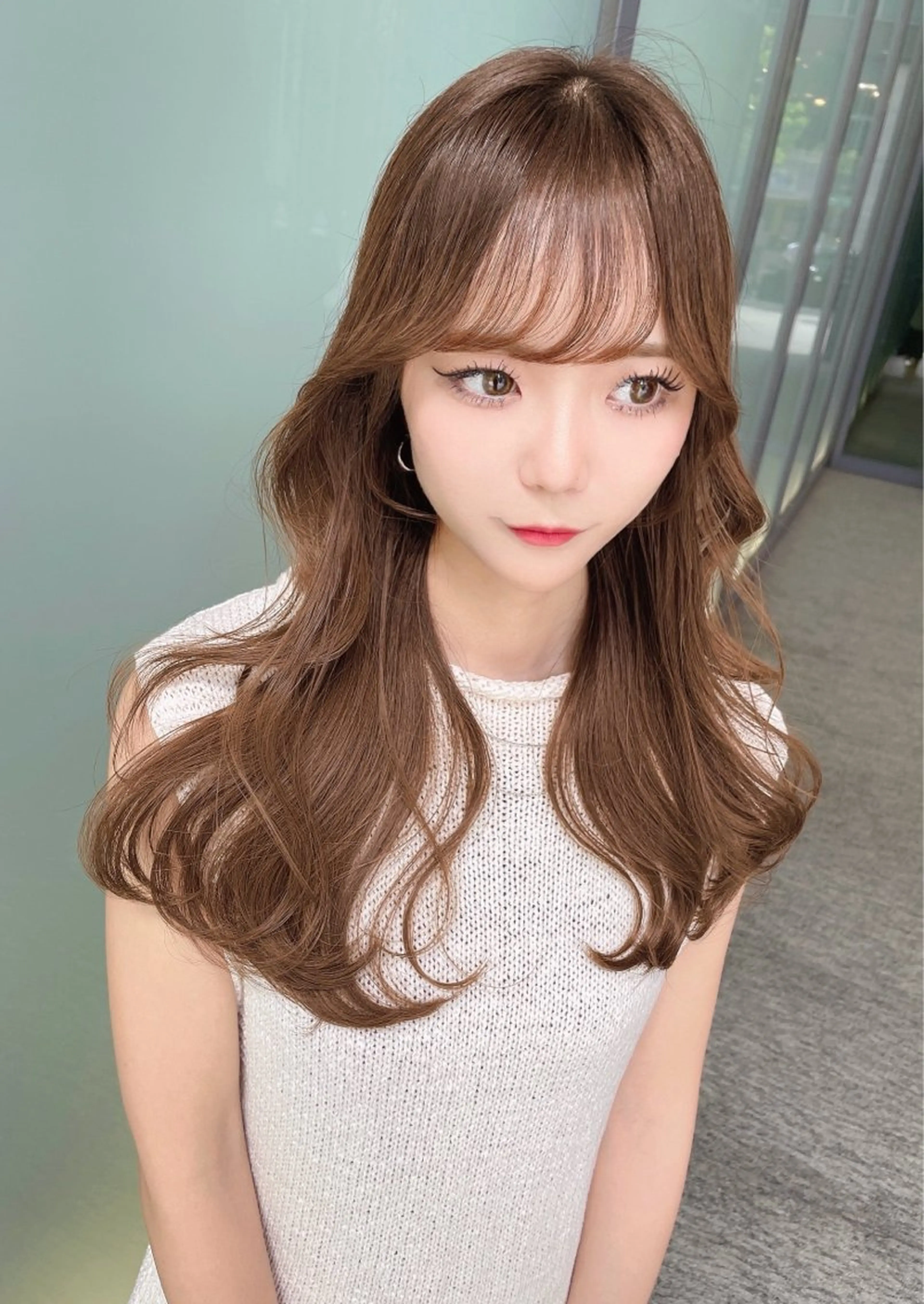 セミロング カラー ベージュカラー 黒髪 ブリーチ ブルーカラー ブルーブラック カット ヘアカラー トリートメント 木屋元一/透明感 /レイヤー/顔まわりのヘアスタイル