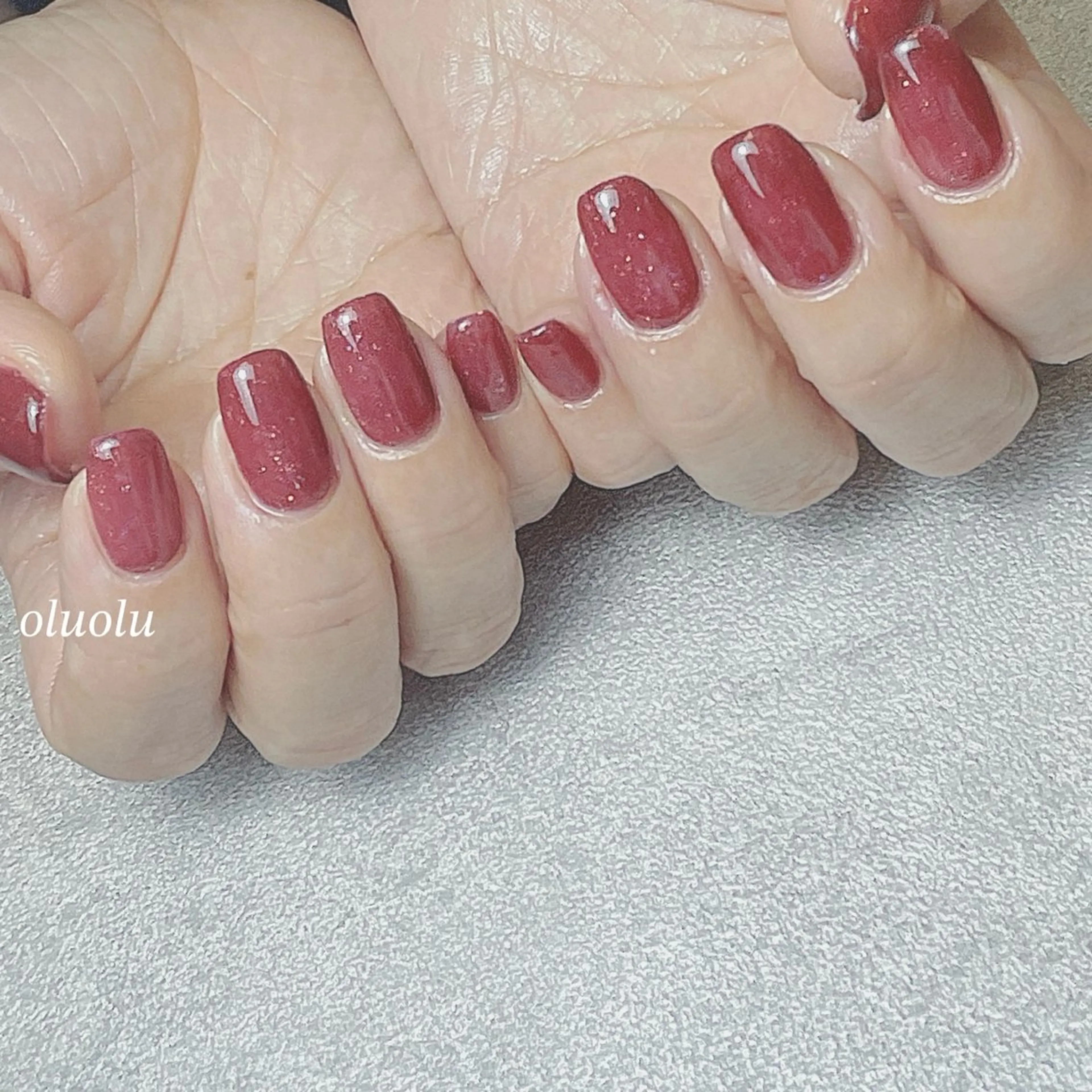 ネイル ボルドー ワンカラーネイル ハンドネイル 大村 紬華のネイルデザイン