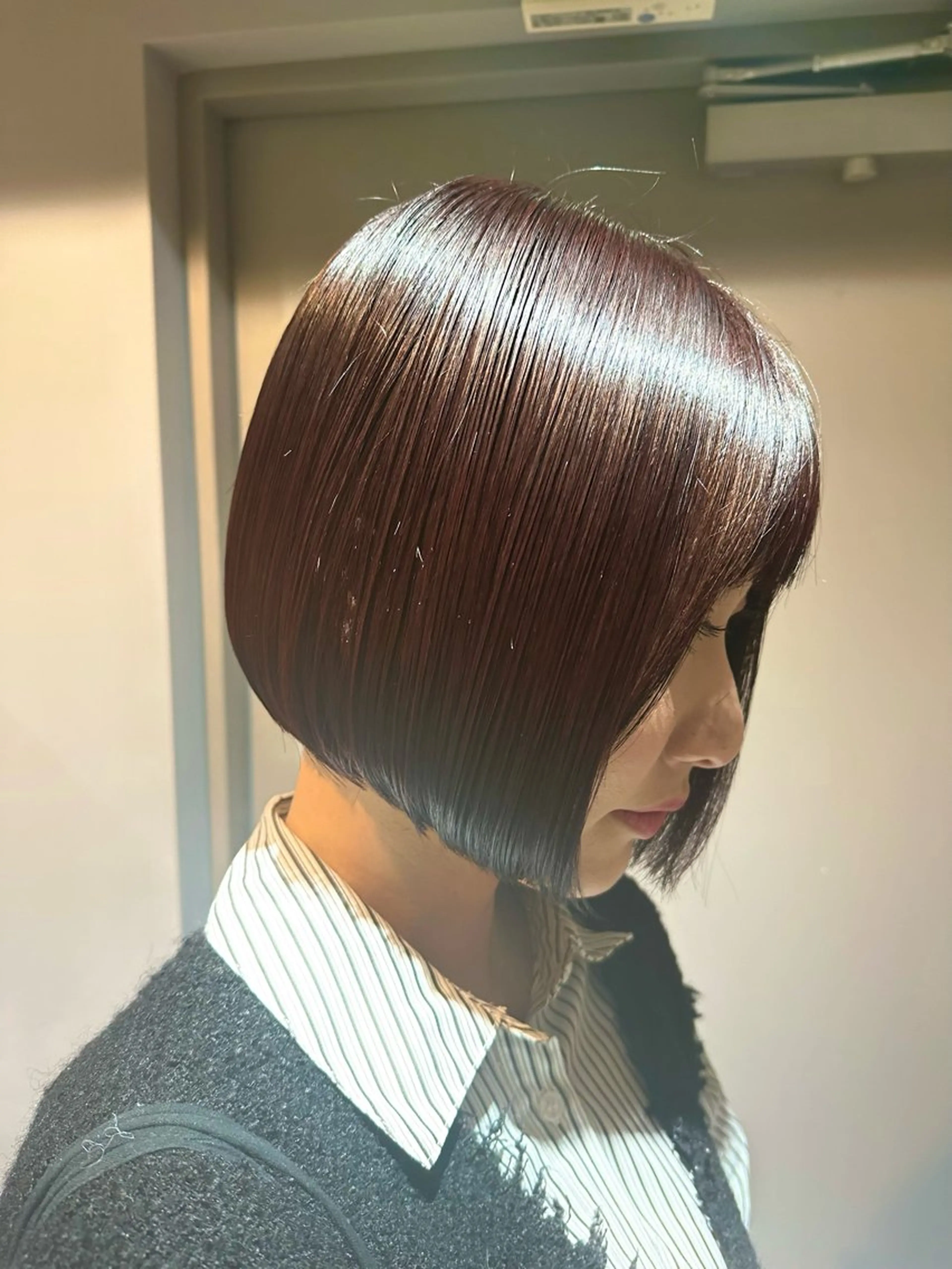 ショート レッドブラウン ボブ 縮毛矯正+モテカラー 🎀✨mihoのヘアスタイル