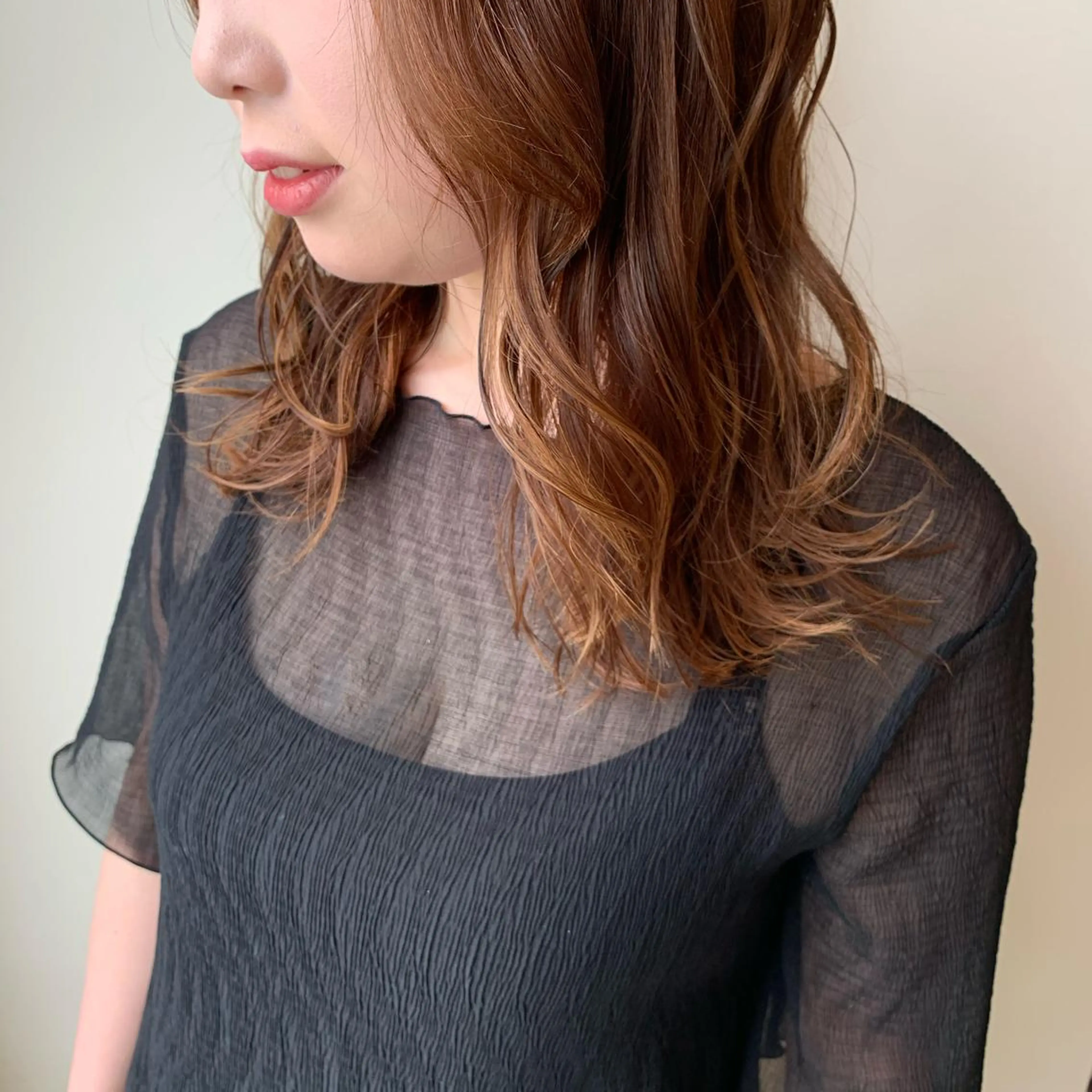 ミディアム カラー レイヤーカット カット ヘアカラー トリートメント ボブウルフ／ボブ Satsuki【名駅のヘアスタイル