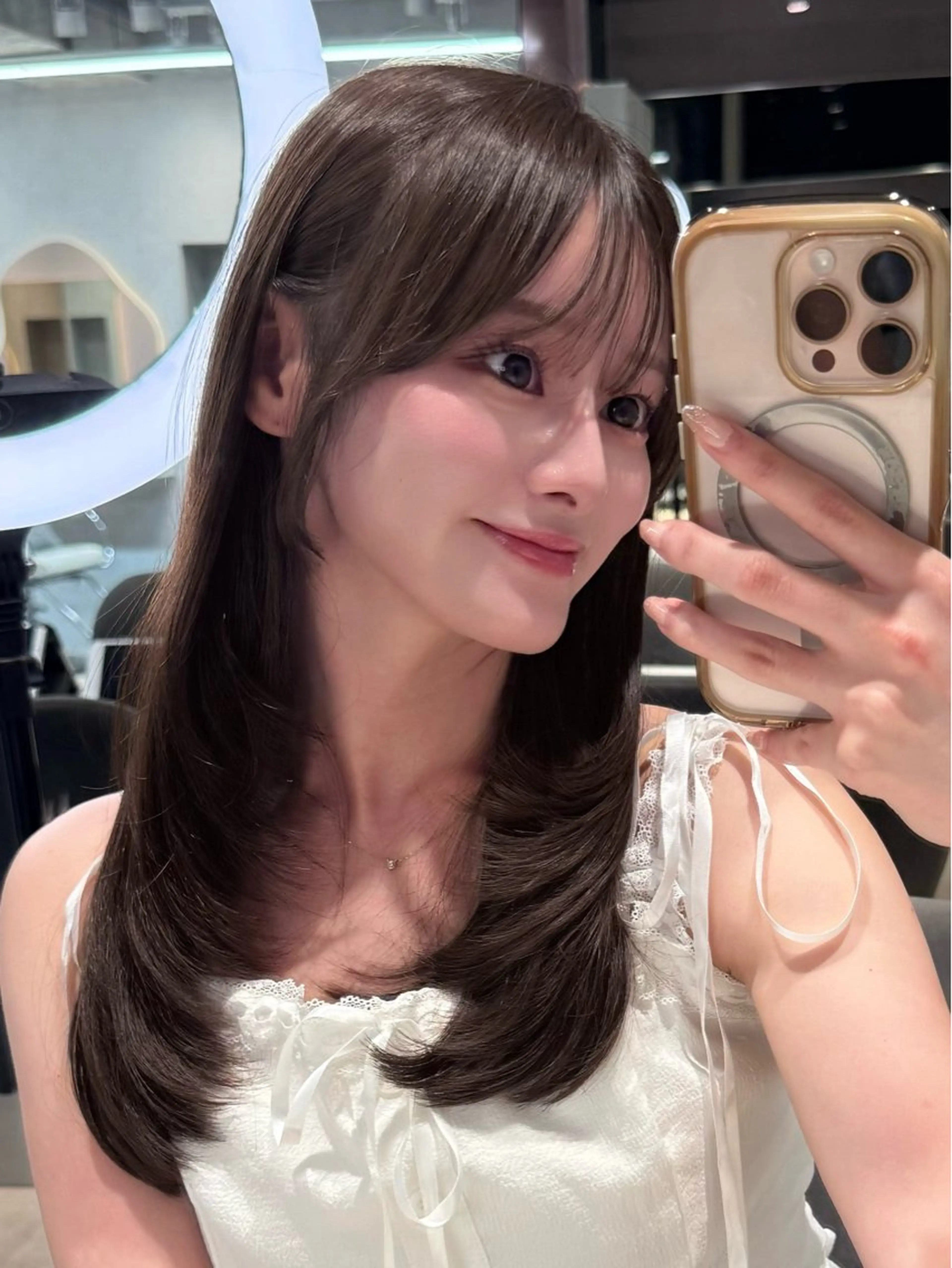 ミディアム カラー ブリーチ ダブルカラー ブリーチなしカラー 顔まわりレイヤー 髪質改善 カット ヘアカラー トリートメント 髪質改善 顔まわり 🌿柏崎颯刀のヘアスタイル