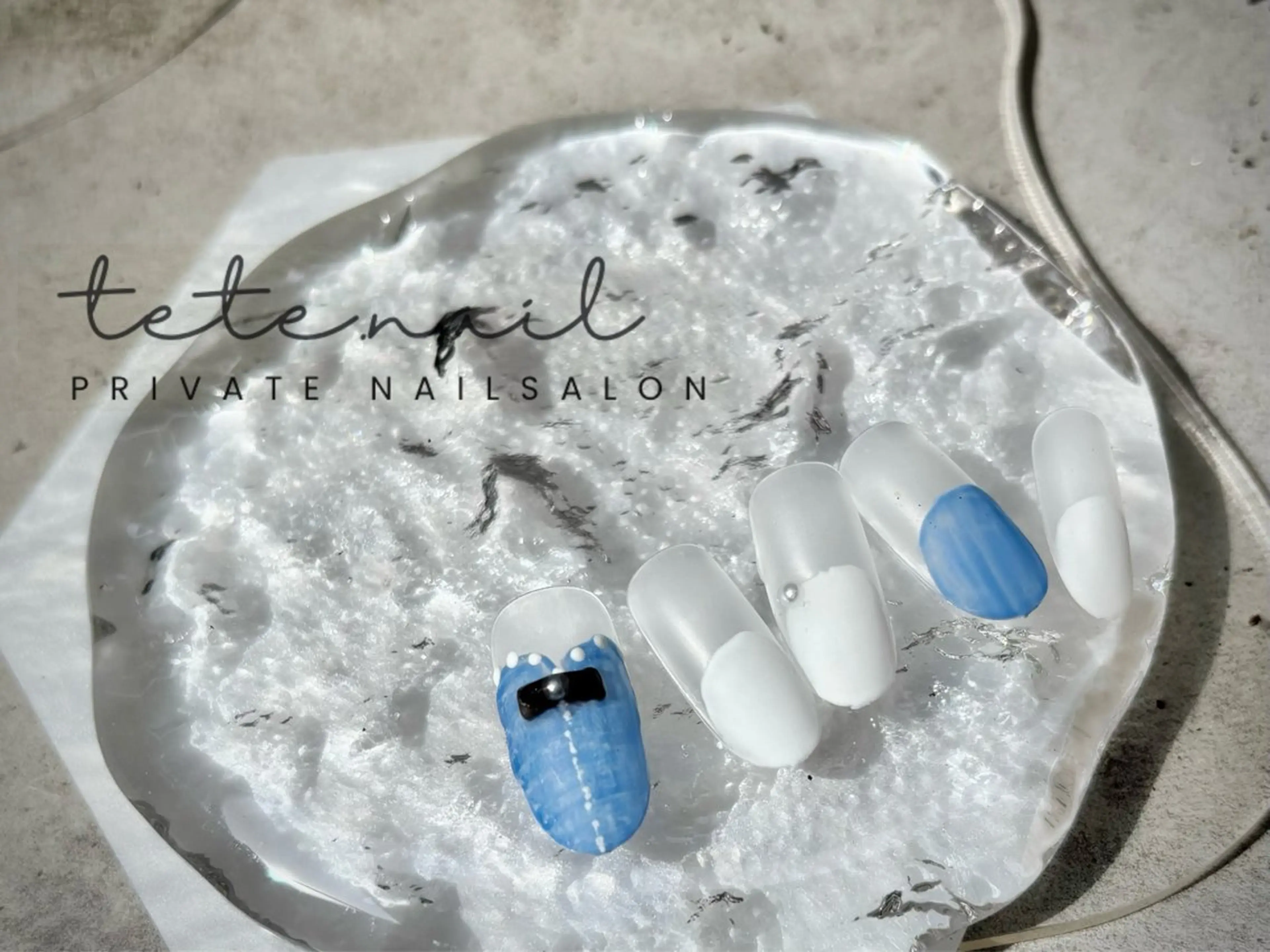 ネイル フレンチネイル リボン ハンドネイル tete. nailのネイルデザイン