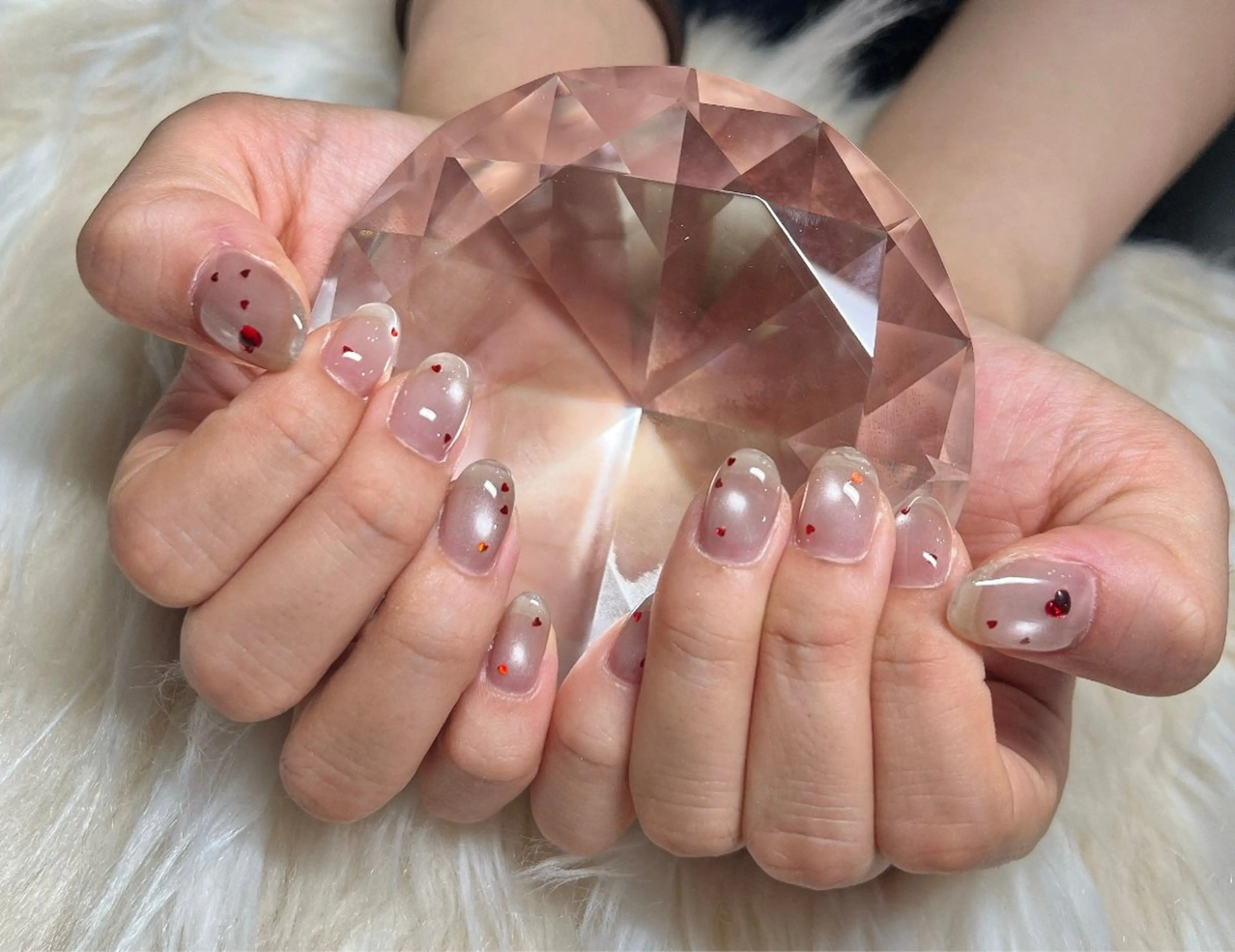 ネイル 長さ出し フレンチネイル ジェルネイル グラデーション ハート ハンドネイル Nail&eye Belire 新宿のネイルデザイン