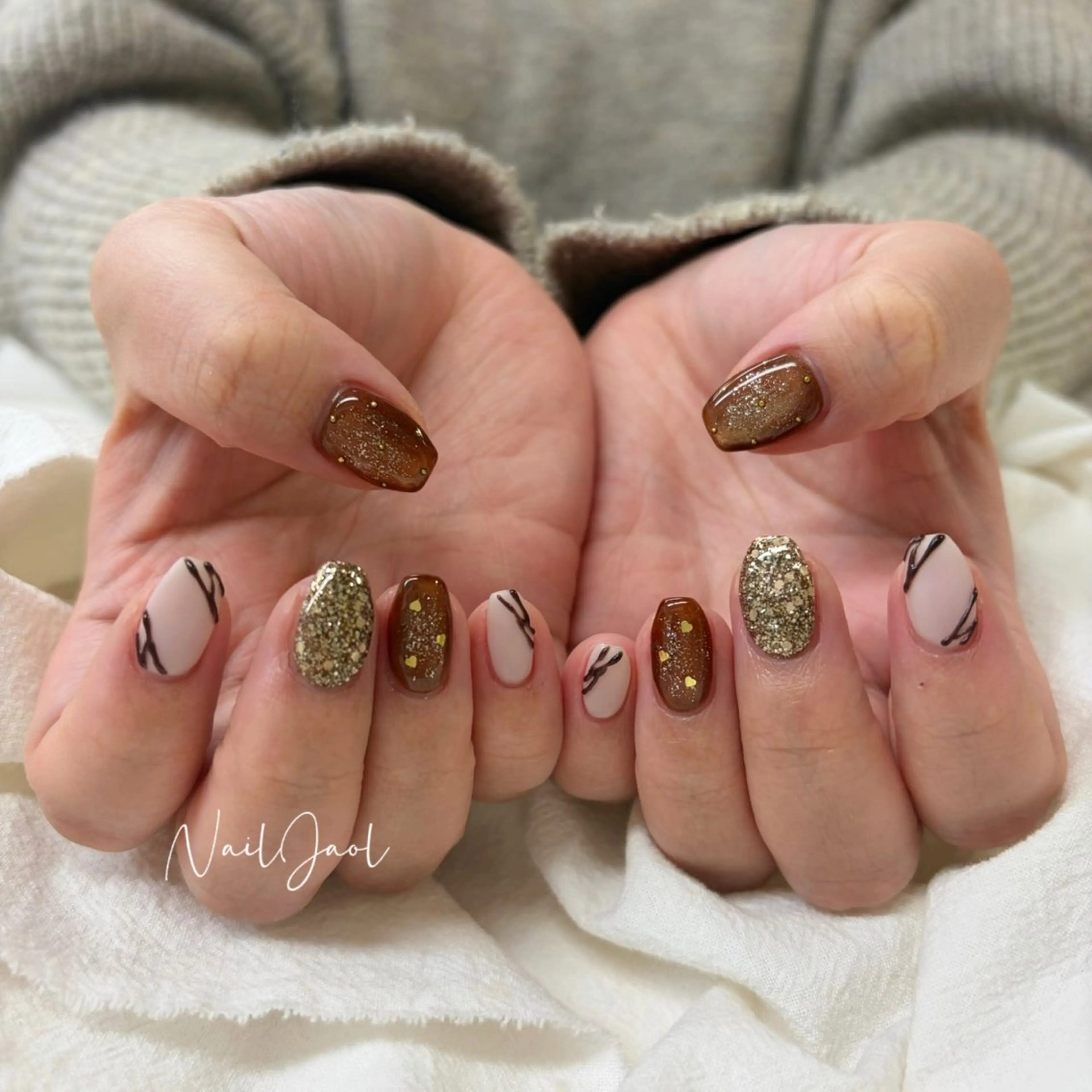 ミディアム 韓国風ヘア ハンドネイル nail jaol池袋店所属・ネイルJaol 池袋のネイルデザイン