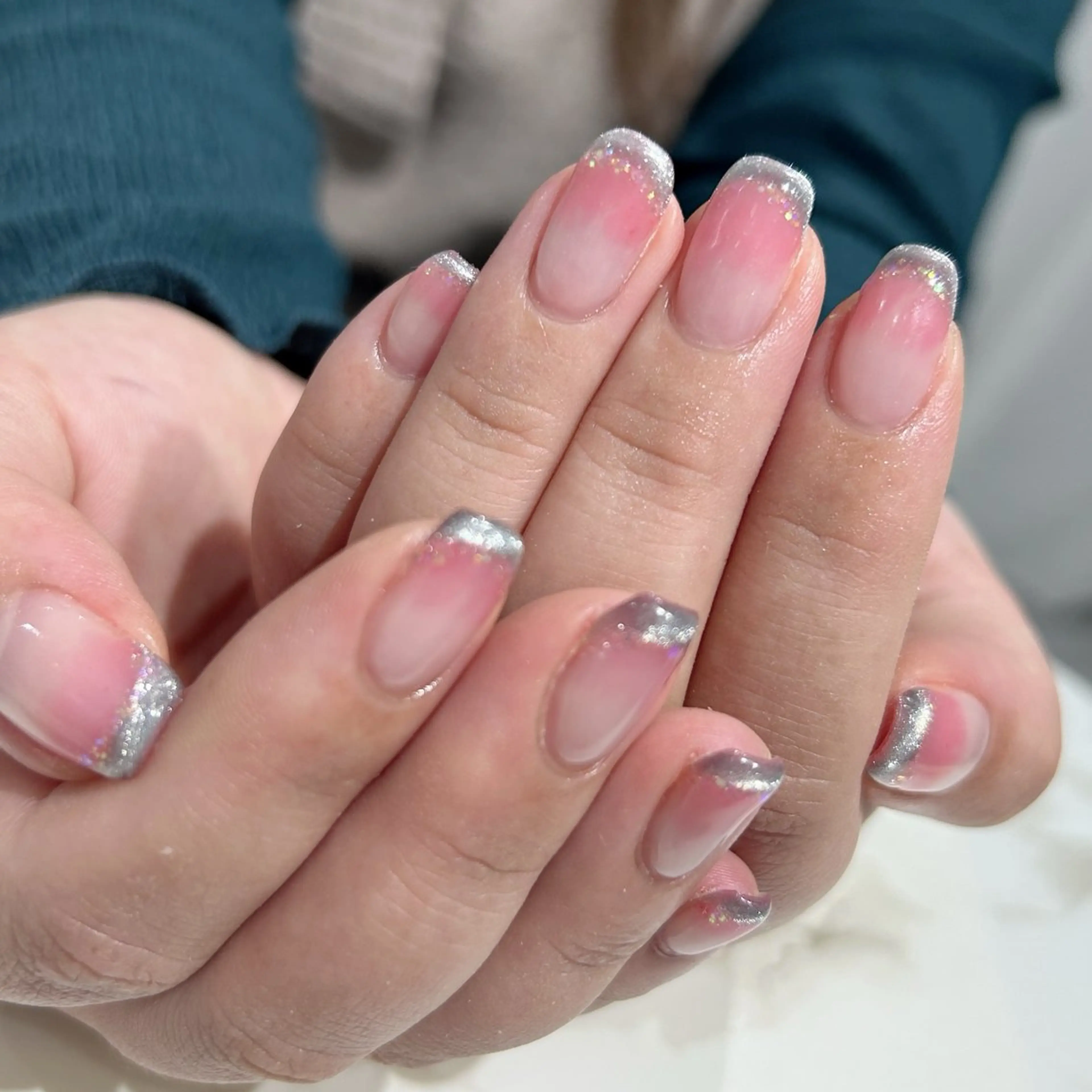 ネイル チークネイル フレンチネイル マグネットネイル マグネットフレンチ はあとねいる筑紫口店 Hitomiのネイルデザイン