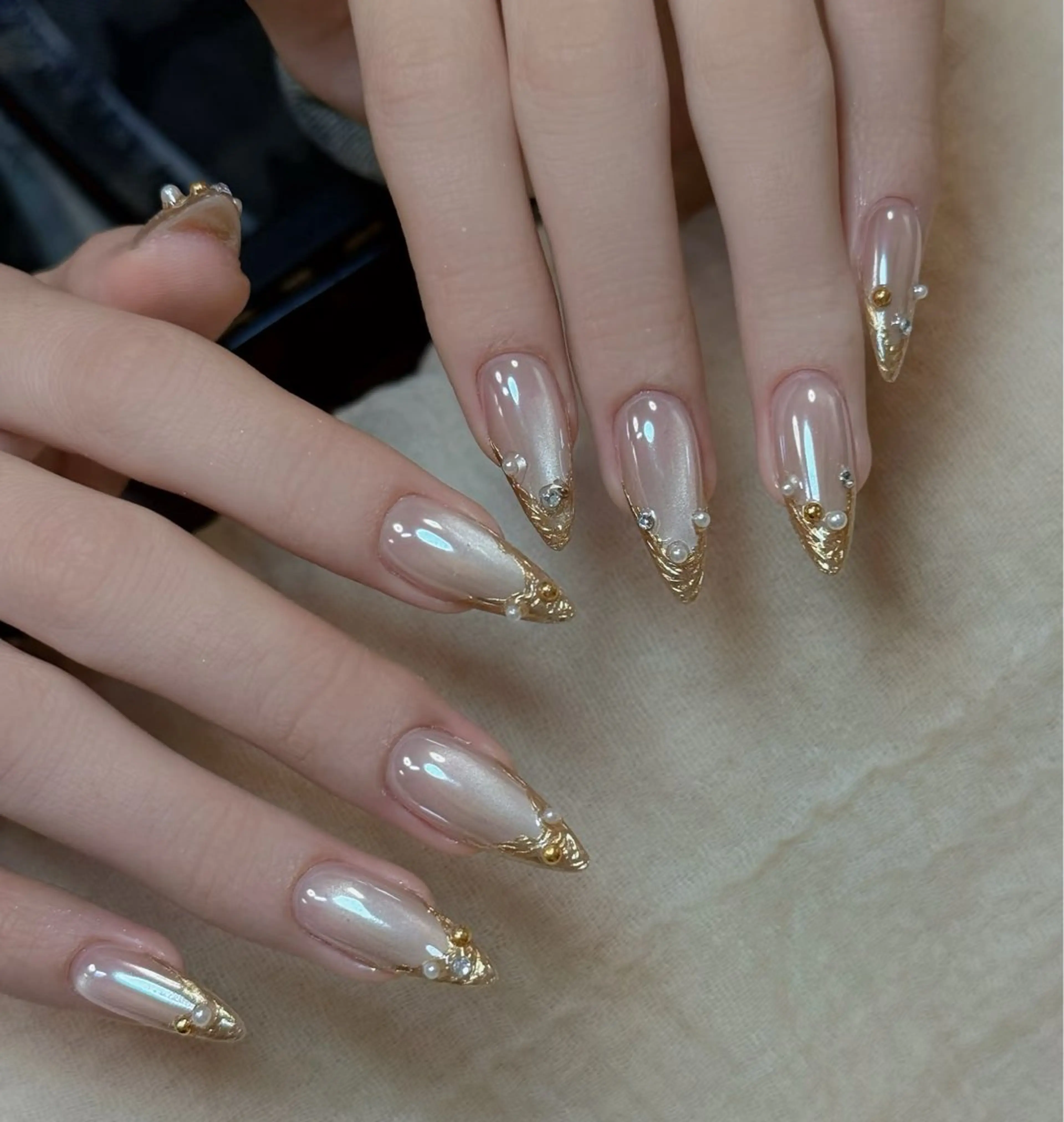 ネイル オーロラネイル 成人式 フットネイル フレンチネイル ジェルネイル ハンドネイル 長さだし専門 ありさのネイルデザイン