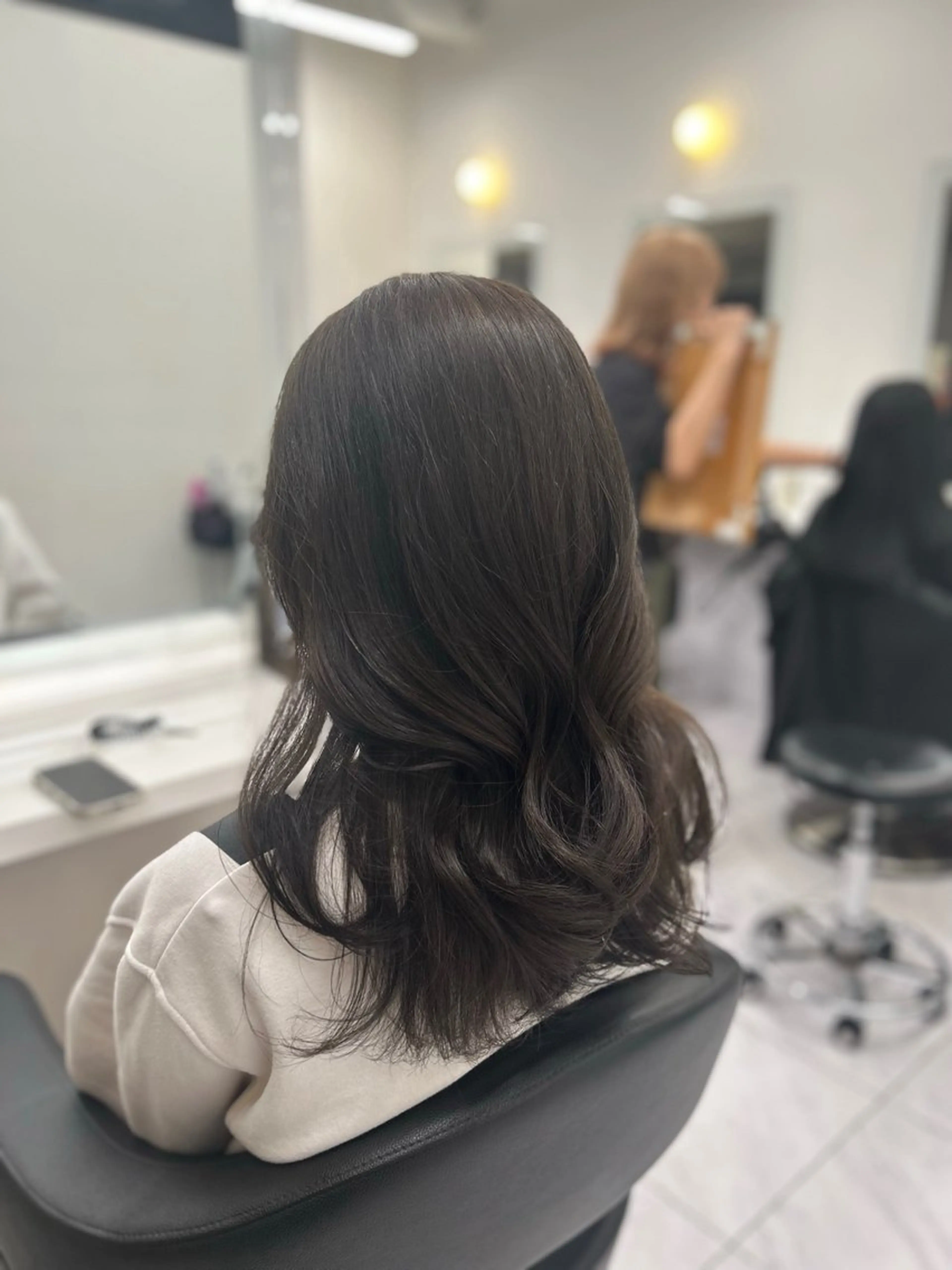 ロング カラー パーマ ヘアアレンジ メンズ キッズ ヘアカラー トリートメント ヘアセット ブリーチなしカラー/ ブラウン/レイヤーのヘアスタイル