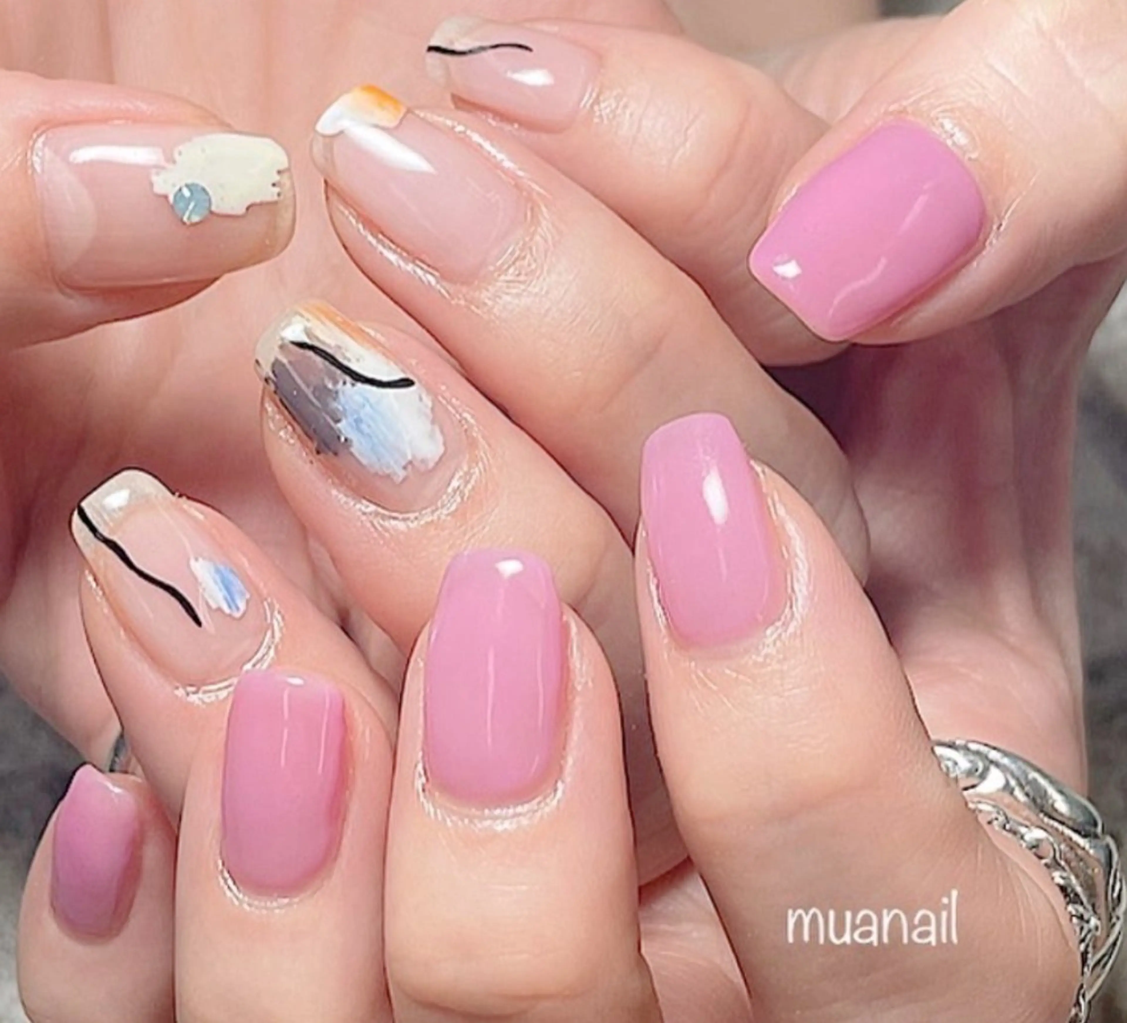 ネイル ブルー ハンドネイル mua nail mikiのネイルデザイン