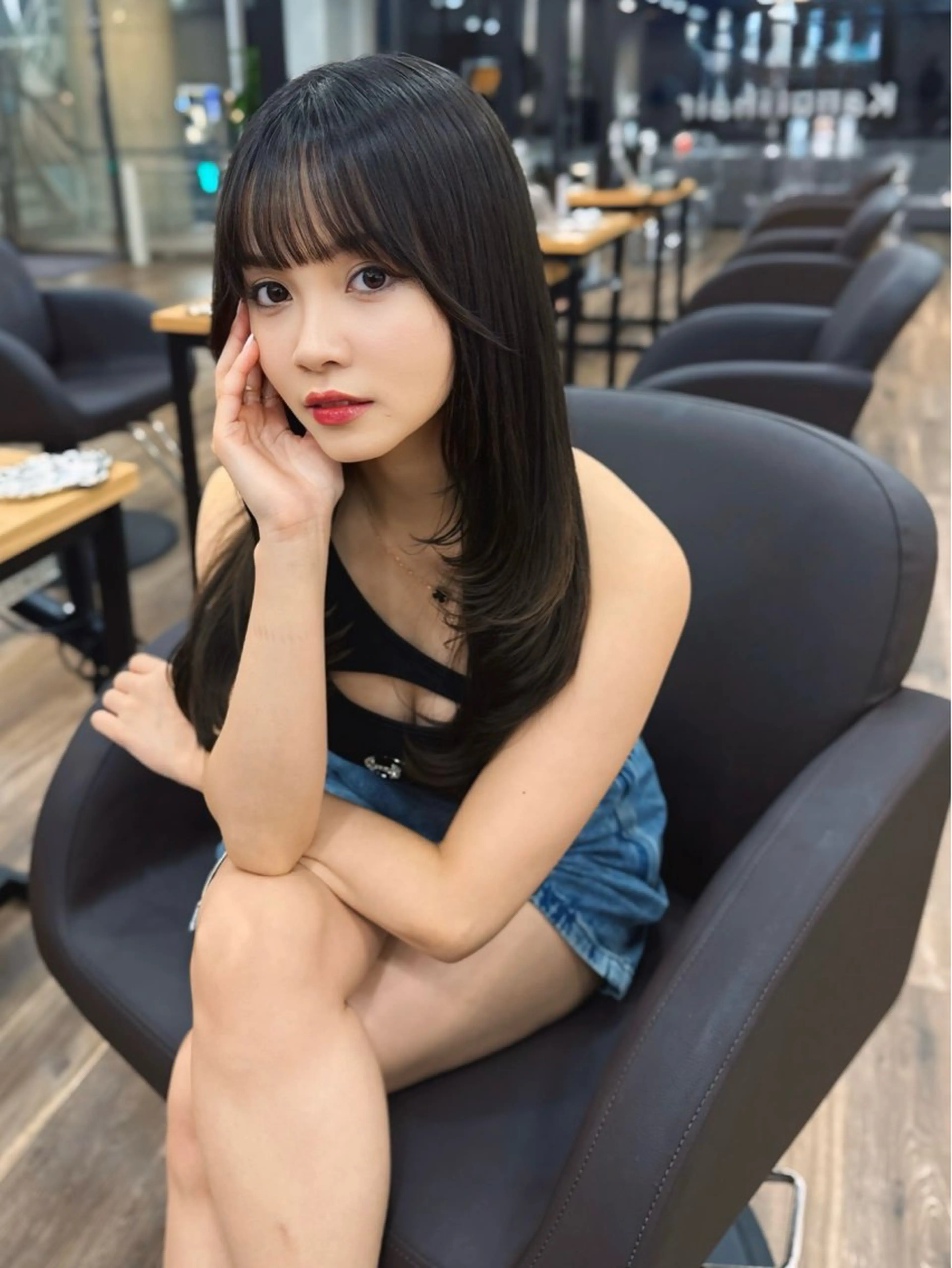 セミロング カット ヘアカラー トリートメント 韓国ヘア🎀 まりかのヘアスタイル