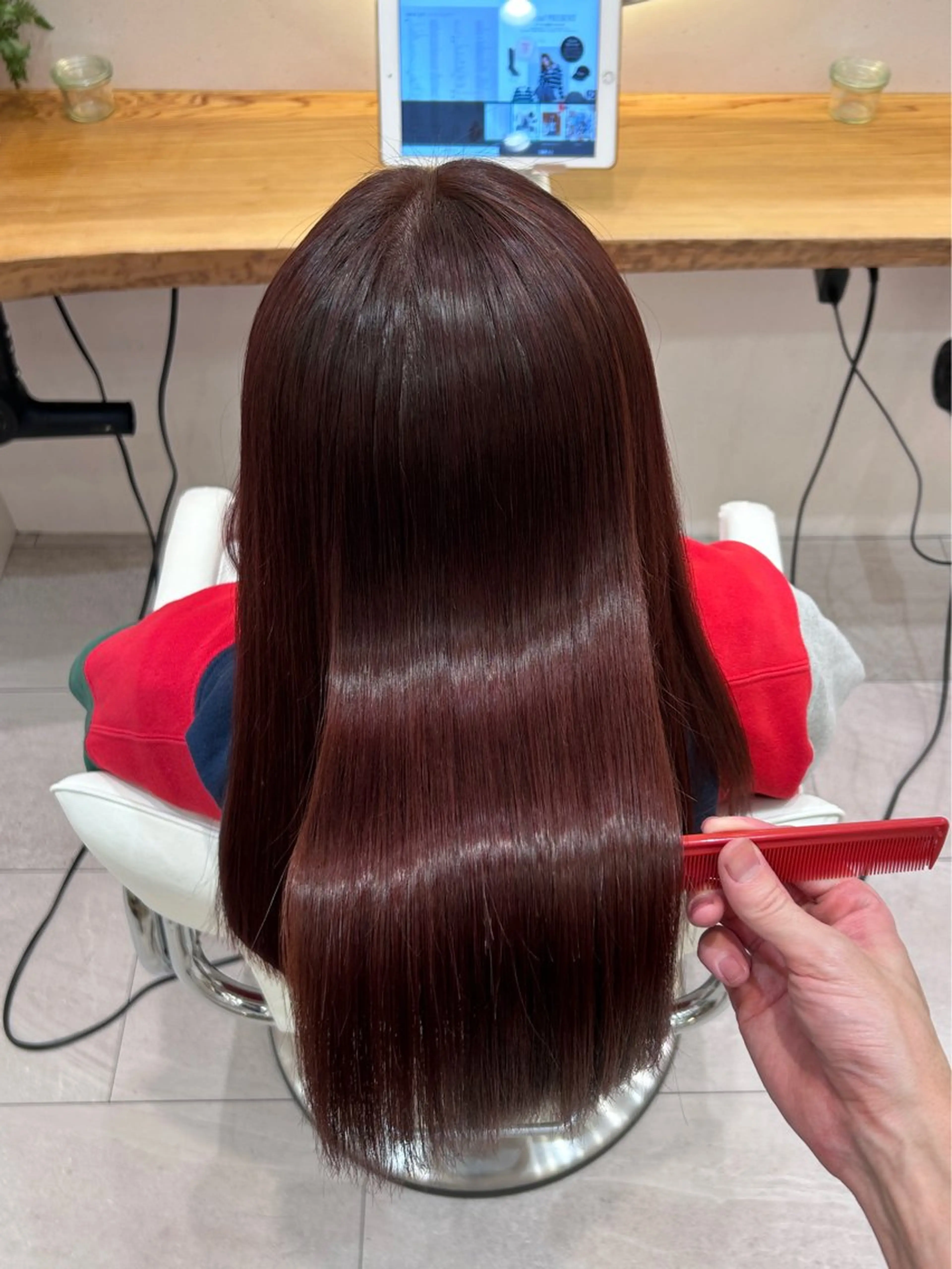 ロング 髪質改善 縮毛矯正 カット 縮毛矯正 ボブ/レイヤーボブ/ 髪質改善/梶川 夏季のヘアスタイル