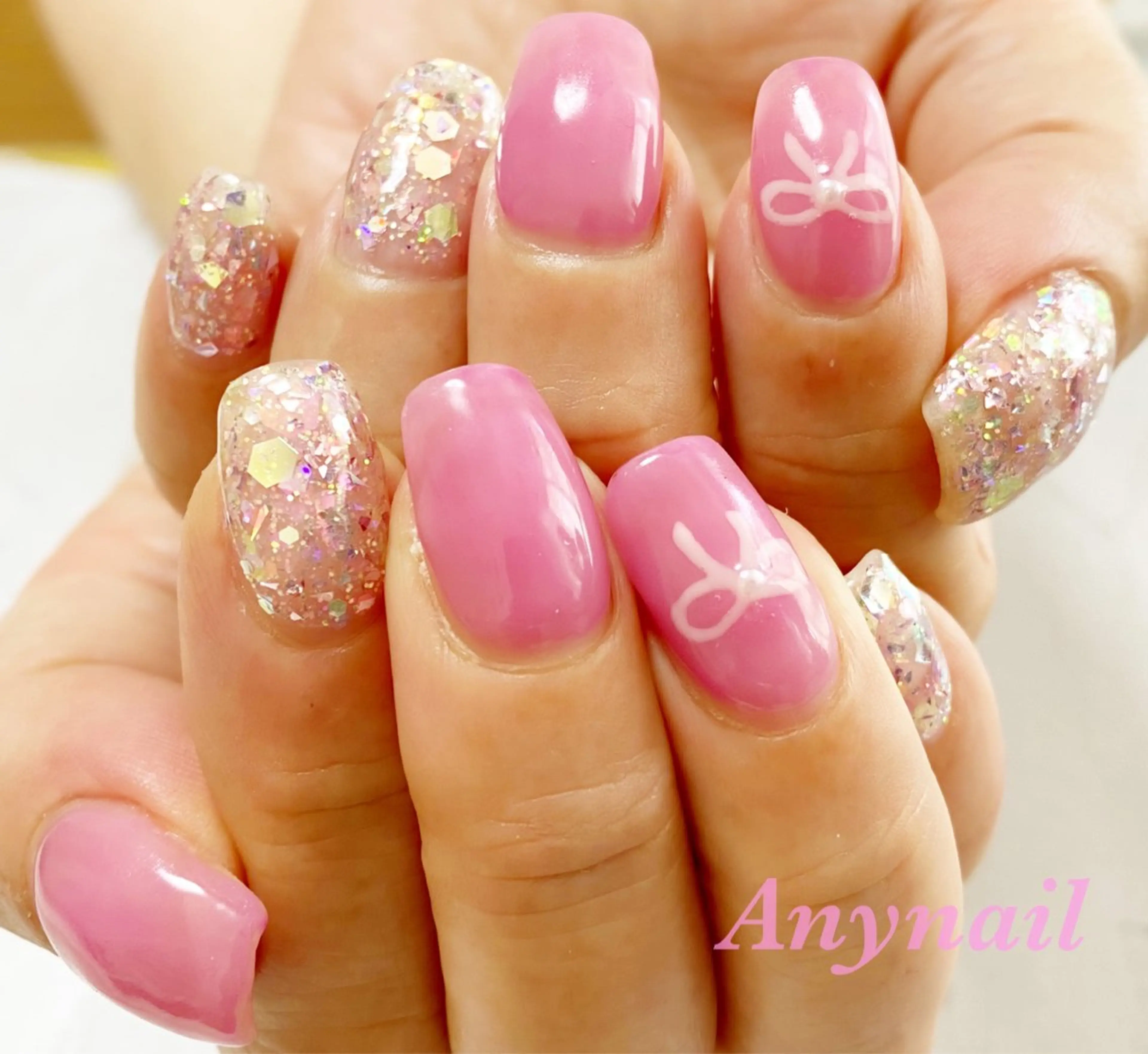 ネイル ブルー クリアネイル ホログラムネイル キラキラネイル ピンク 岩澤 恵子のネイルデザイン