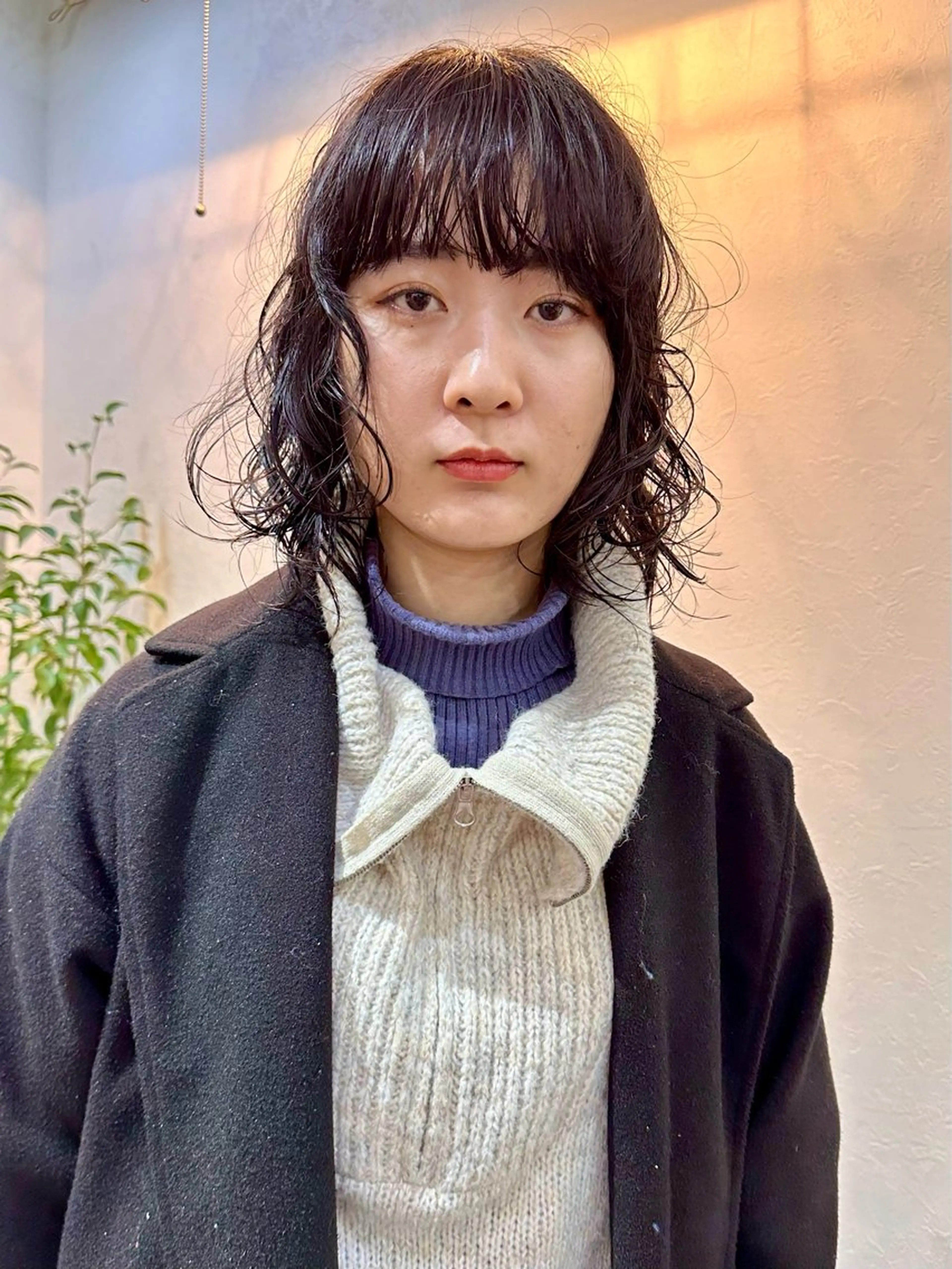 ミディアム カラー パーマ ボブ 顔まわりレイヤー レイヤーカット カット ヘアカラー パーマ トリートメント パーマ/透明感カラー /ボブ/吉田一生のヘアスタイル