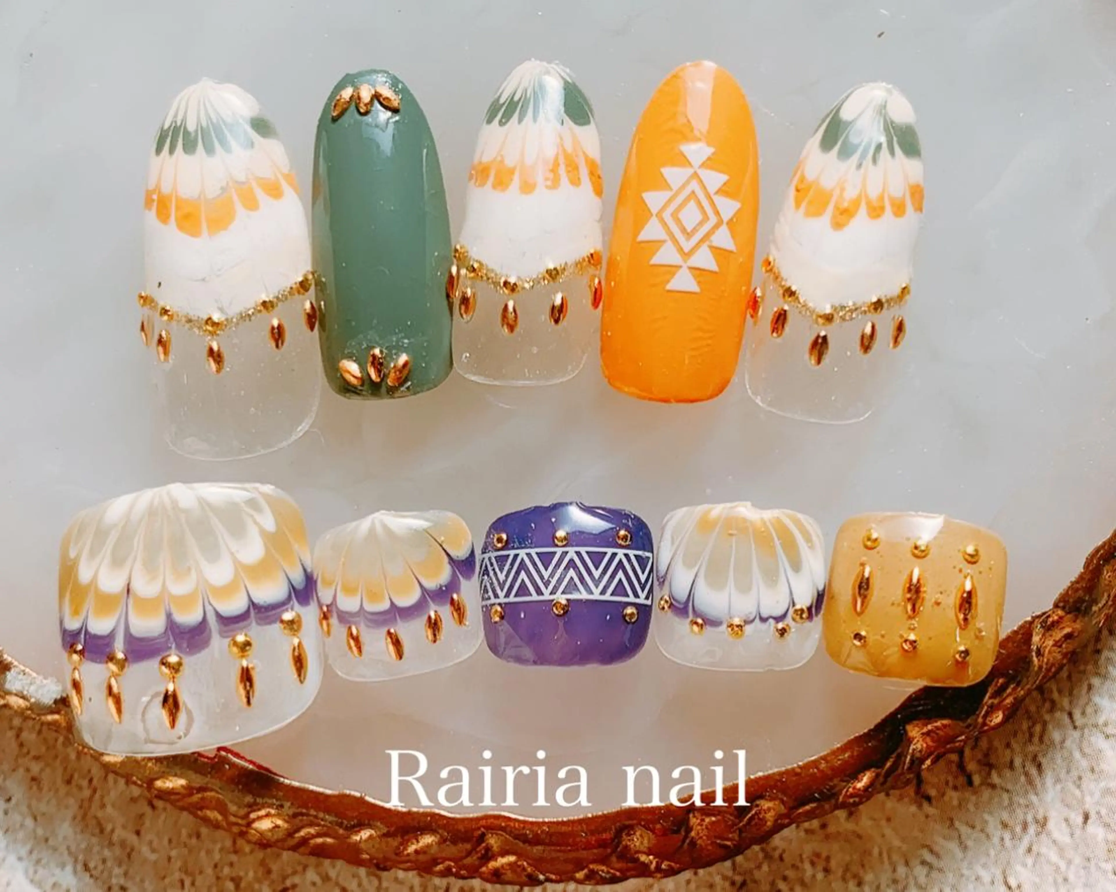 ネイル アートネイル カジュアル フラワーネイル フットネイル ジェルネイル Rairia nail本八幡店のネイルデザイン