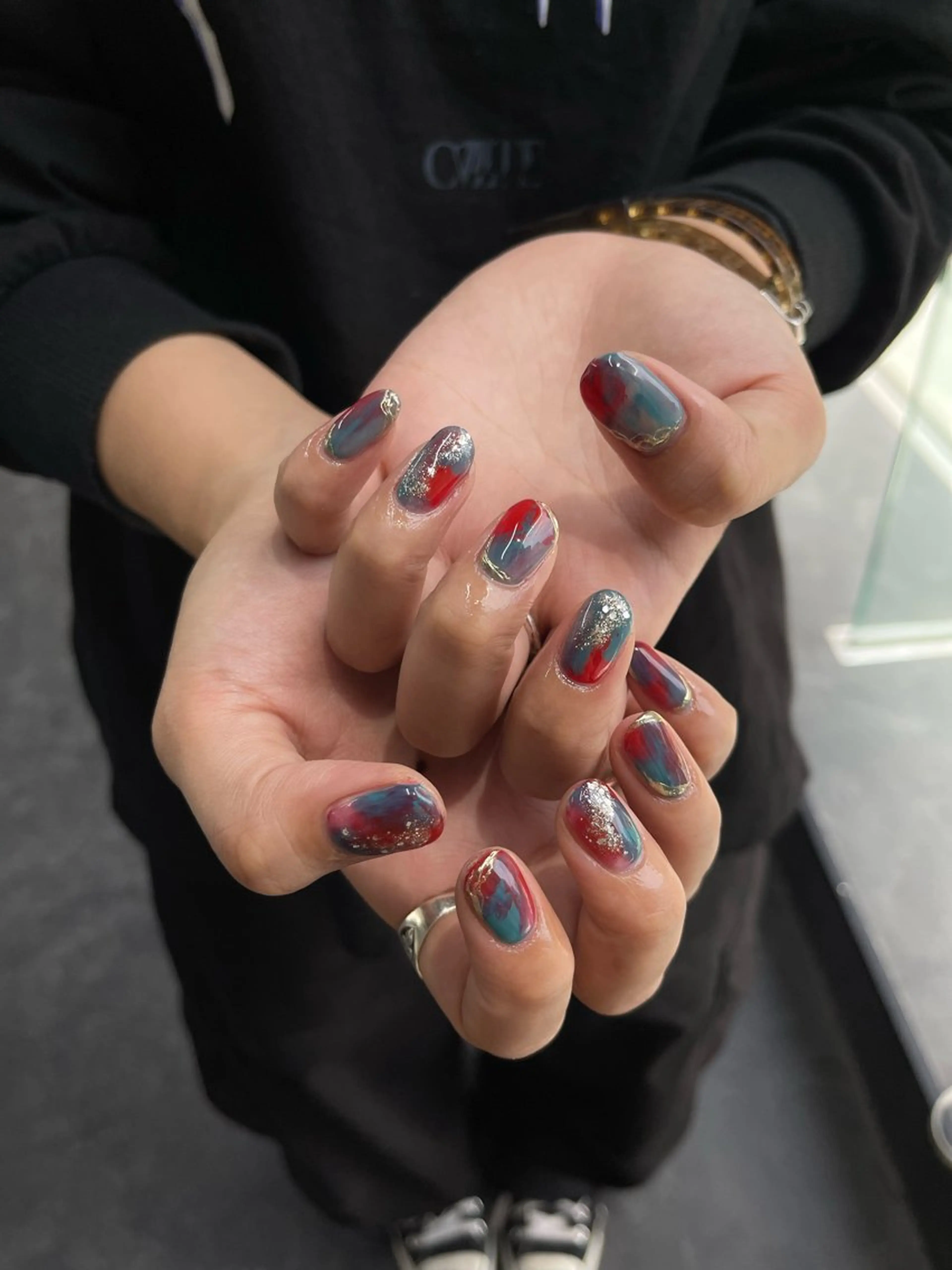 ネイル フレンチネイル マグネットネイル ニュアンスネイル ワンカラーネイル ハンドネイル GRANDE大須 Cecil💜のネイルデザイン