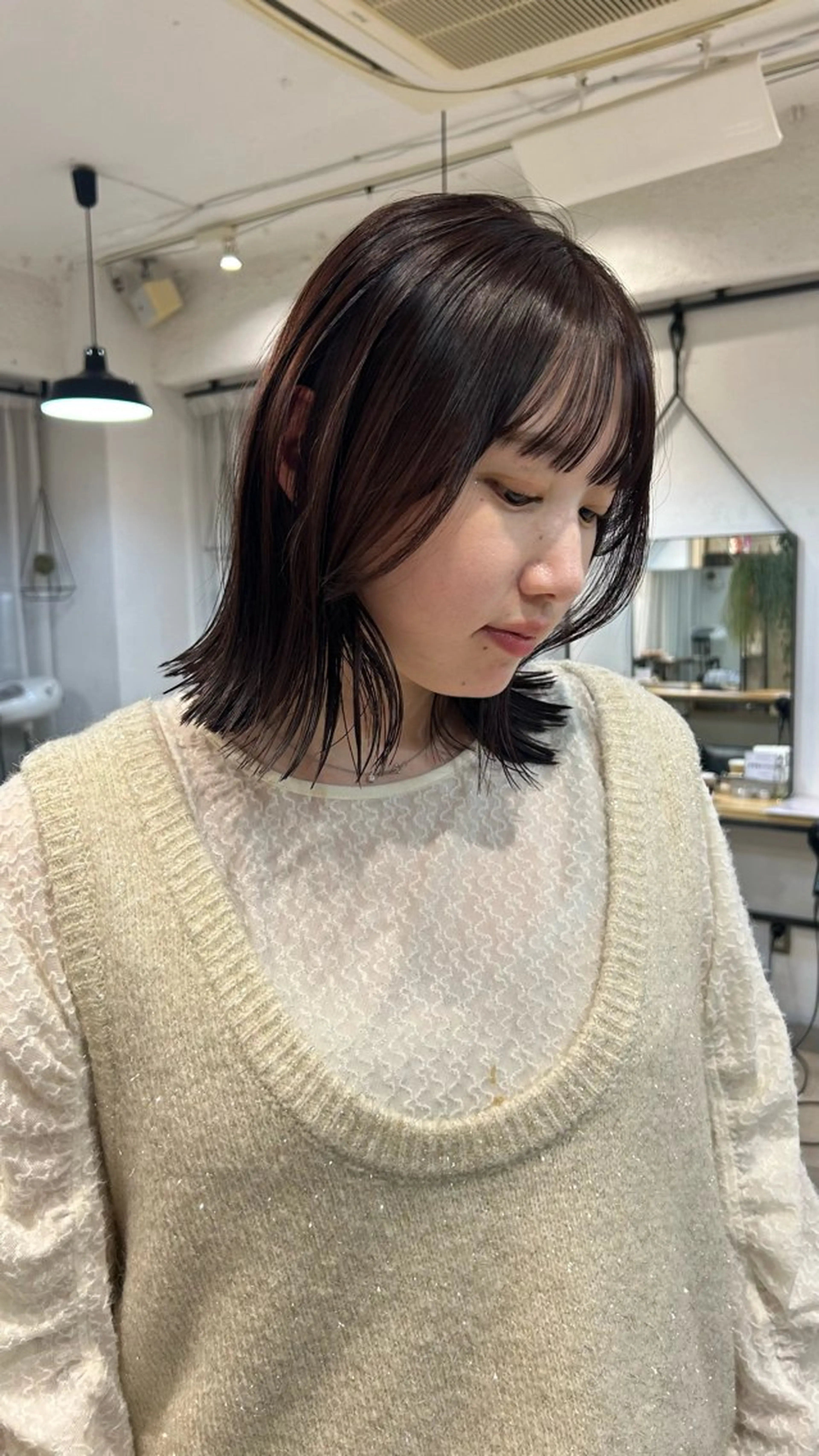 ミディアム カラー カット ヘアカラー トリートメント じゅわっと暖色カラー 🍊Moemiのヘアスタイル