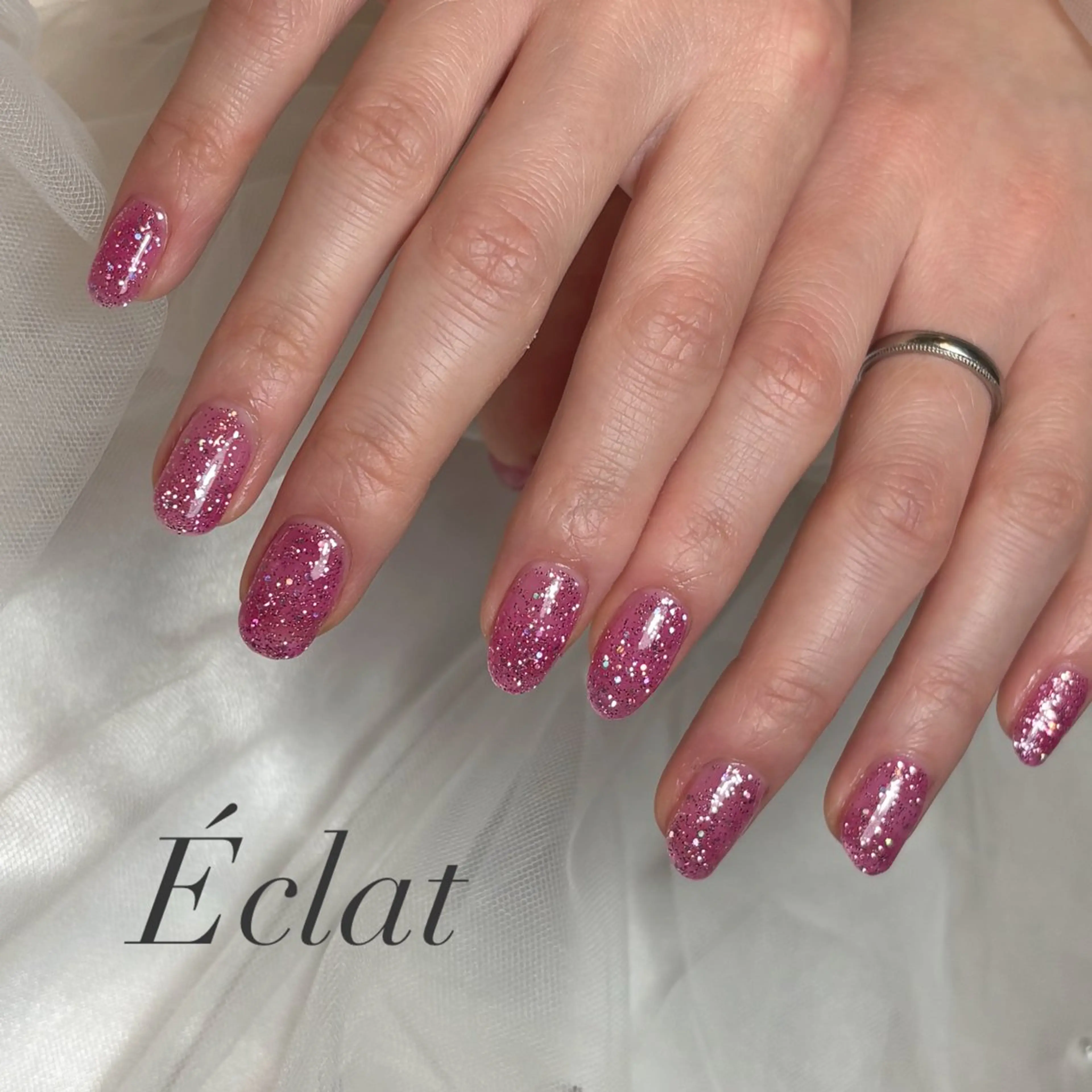 ネイル ラメ(グリッター) ワンカラーネイル ハンドネイル nail salon Éclatのネイルデザイン