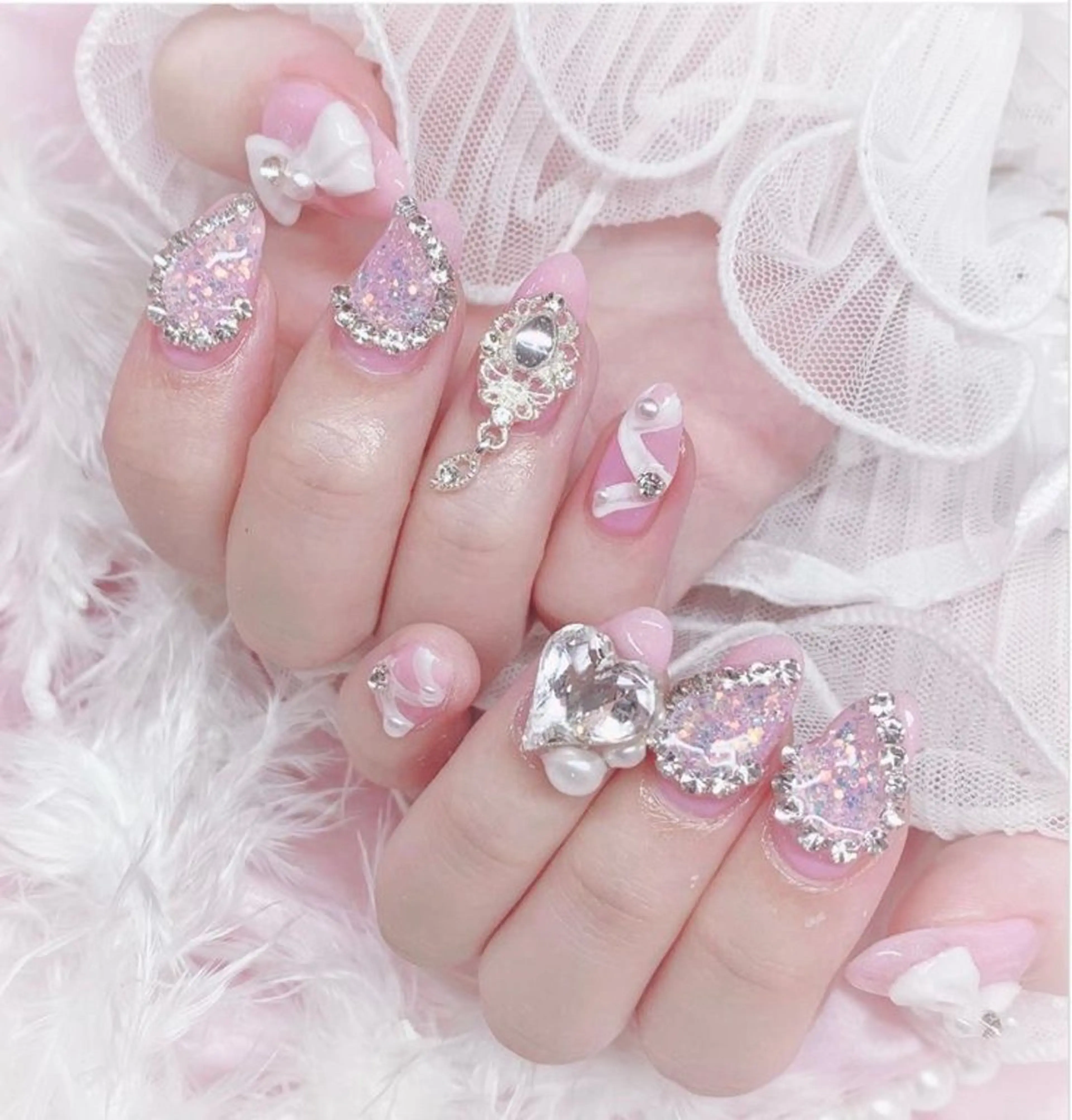 ネイル 長さ出し マグネットネイル ミラーネイル ピンク ネイルチップ Lee Nailsのネイルデザイン