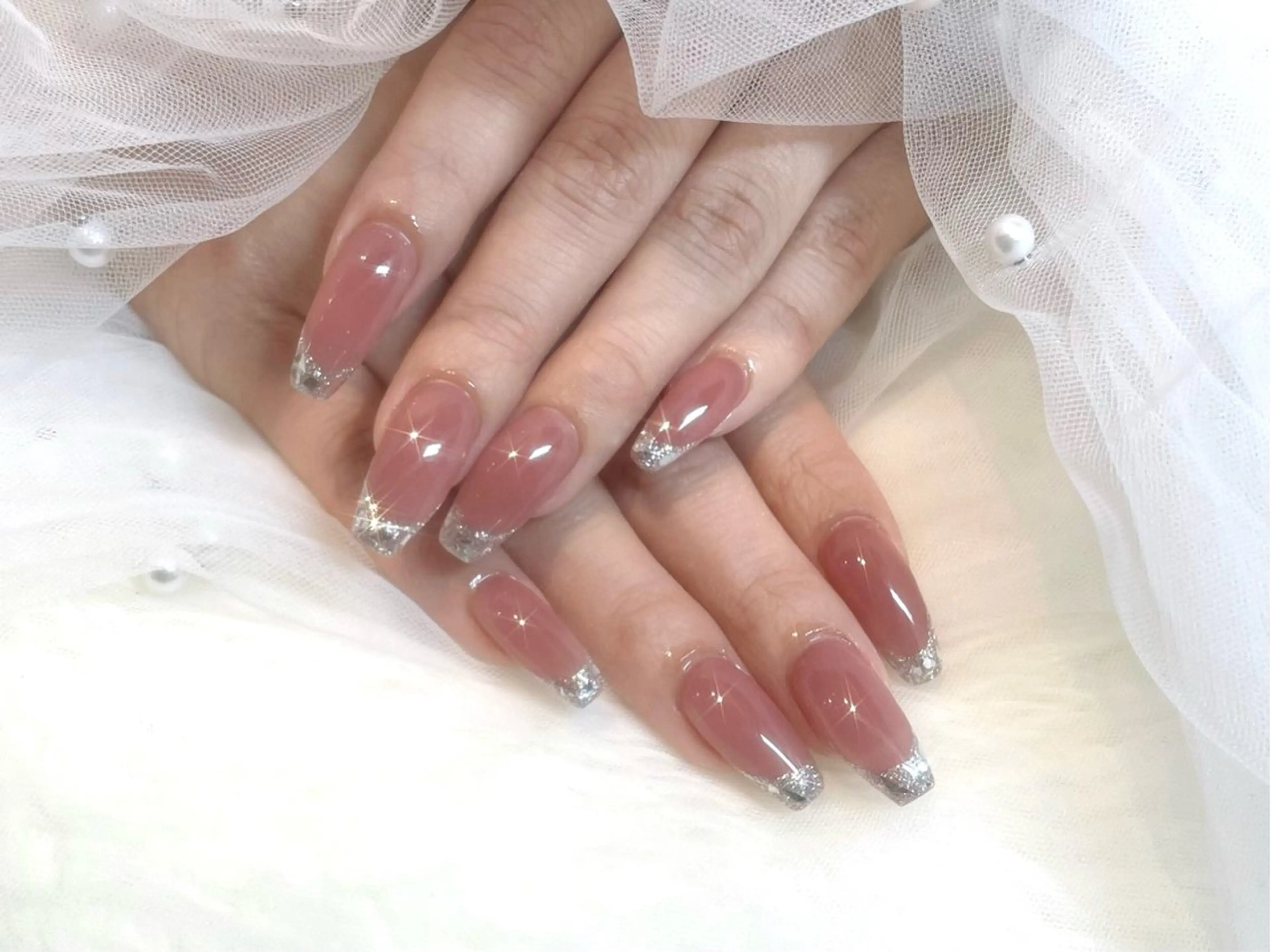 ネイル フレンチネイル ガラスフレンチ ハンドネイル ANDY💫 KANONのネイルデザイン