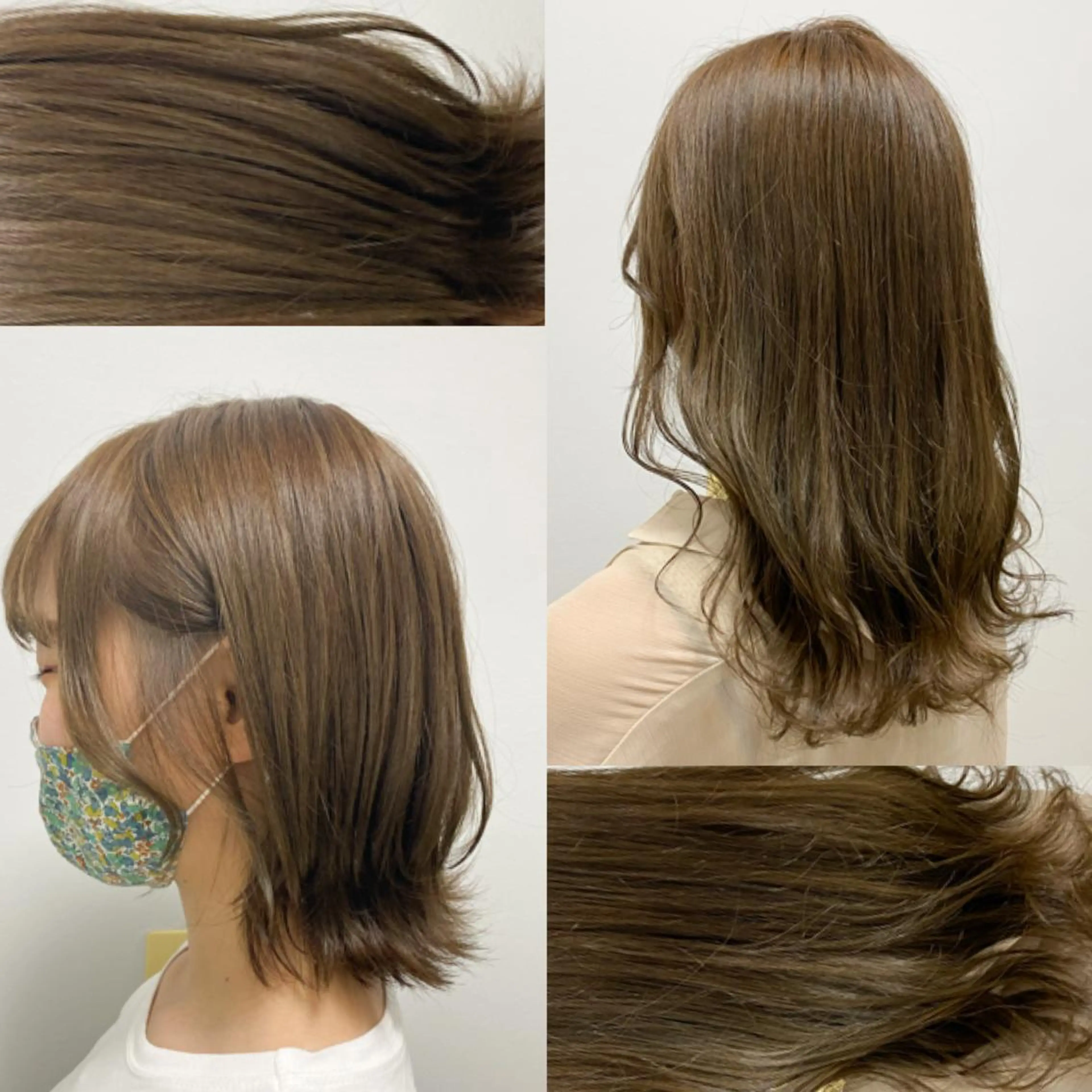 セミロング カラー パーマ ヘアアレンジ ネイル マツエク・マツパ 韓国風ベージュ🤎 赤みなし🌿横浜🤎のヘアスタイル