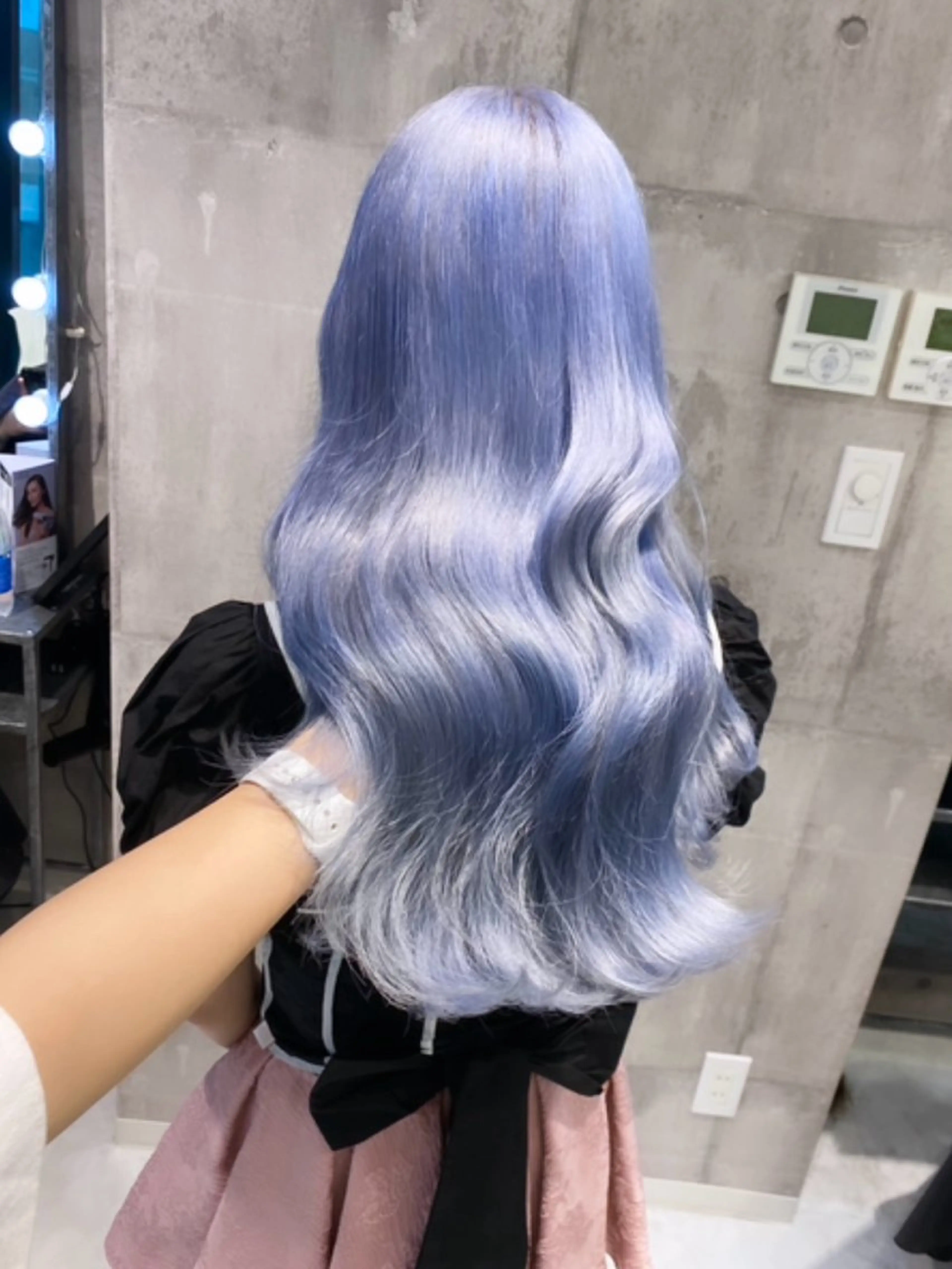 ロング カラー ブルーカラー ブルーラベンダー ラベンダーカラー シルバー カット ヘアカラー トリートメント 💛ムラ修正ブリーチ 💛YUUのヘアスタイル