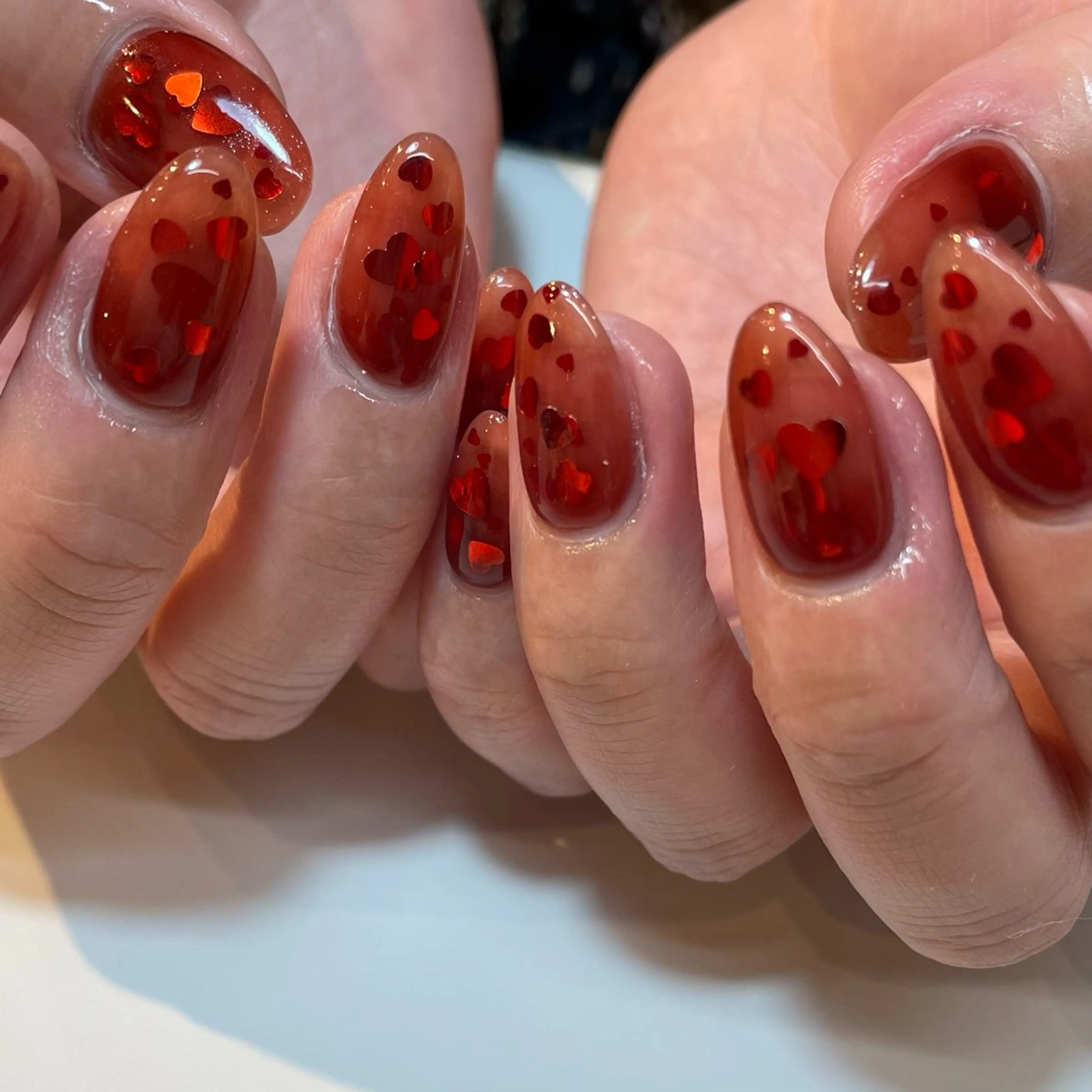 ネイル ハート ホログラムネイル Manon Yuiのマツエク・マツパデザイン