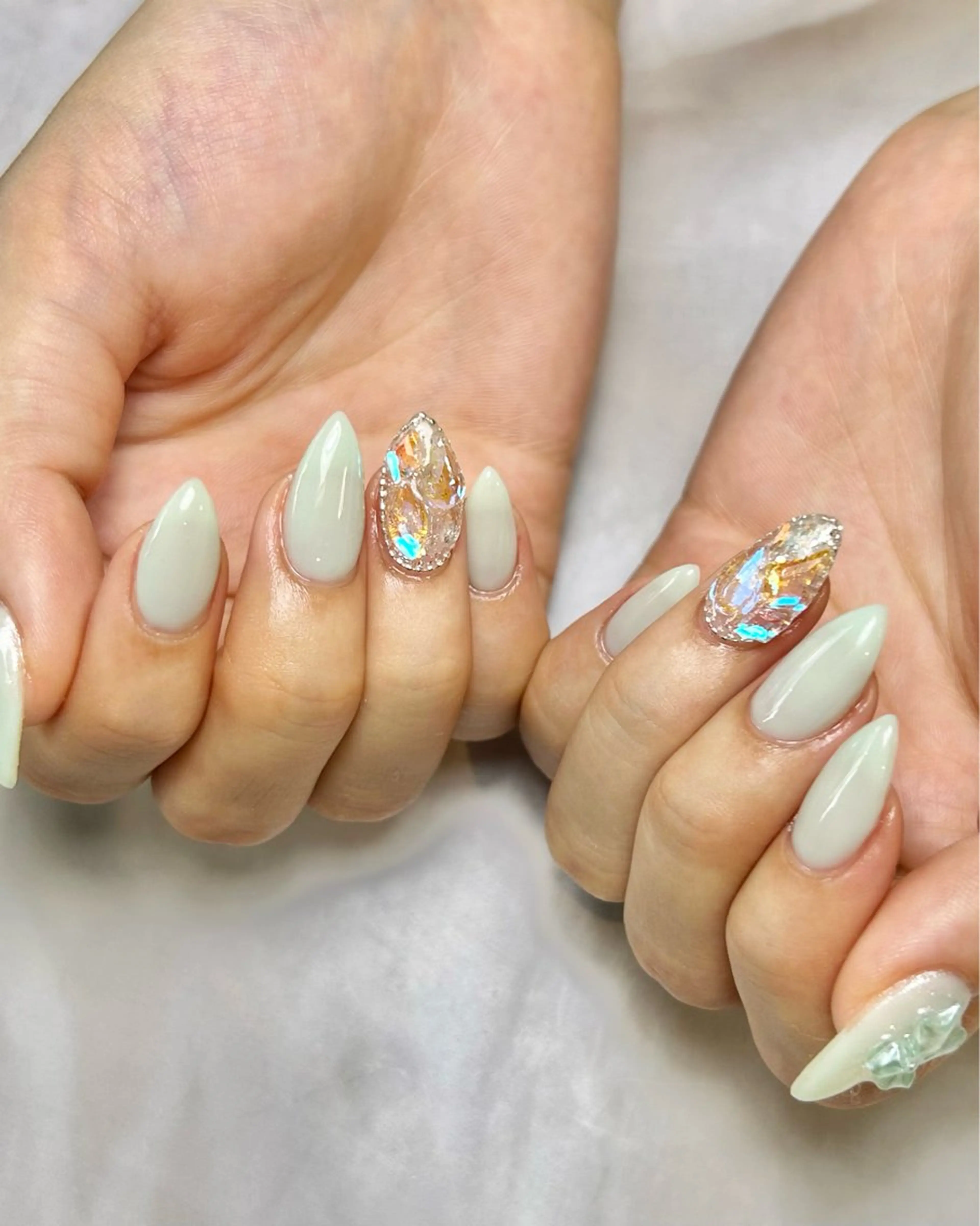 ネイル グリーン 持ち込み ハンドネイル Reflection marikoのネイルデザイン