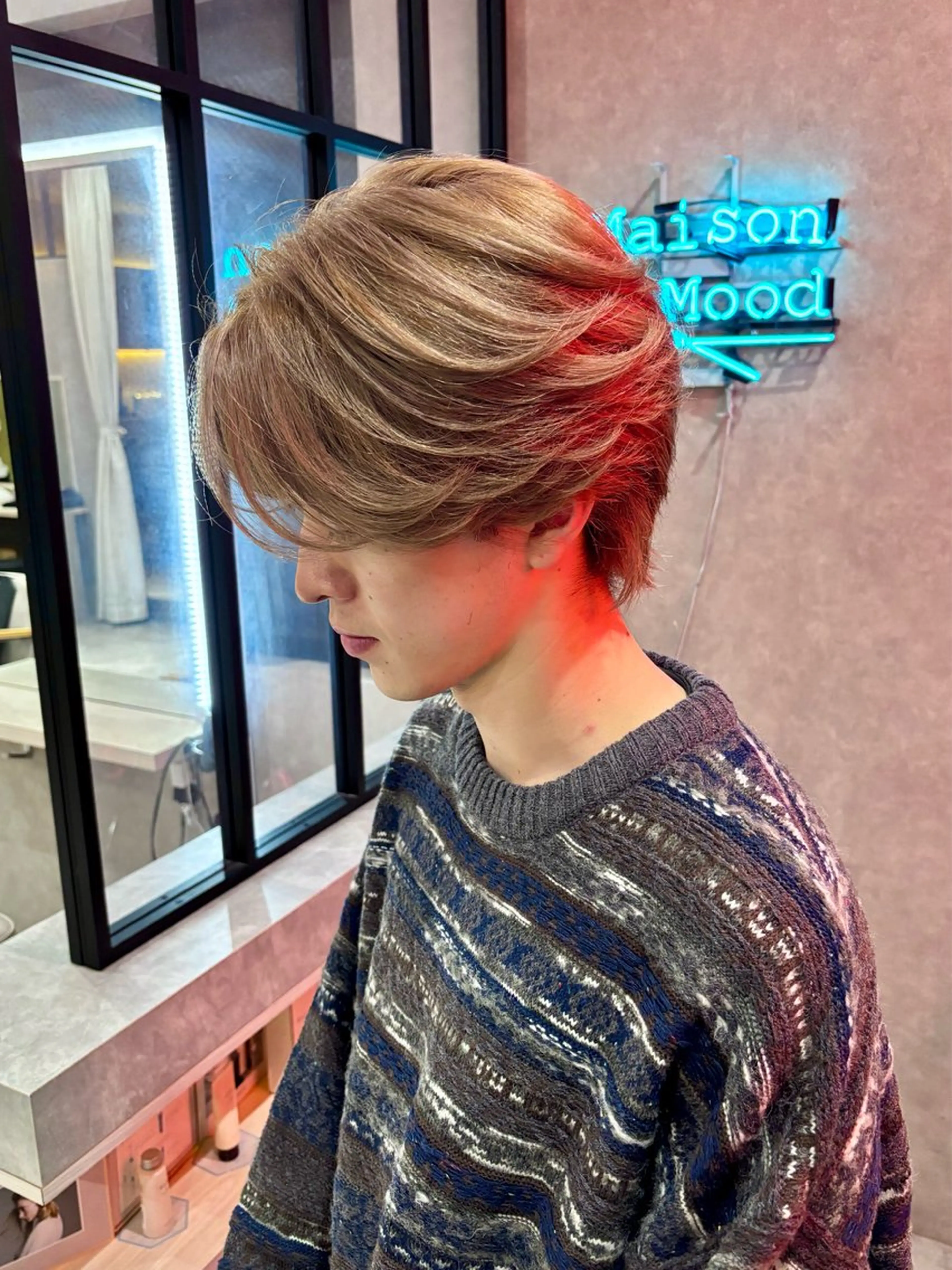 ショート カラー メンズ センターパート メンズハイトーン マッシュウルフ マッシュ メンズパーマ カット ヘアカラー トリートメント 長谷川 湧のヘアスタイル