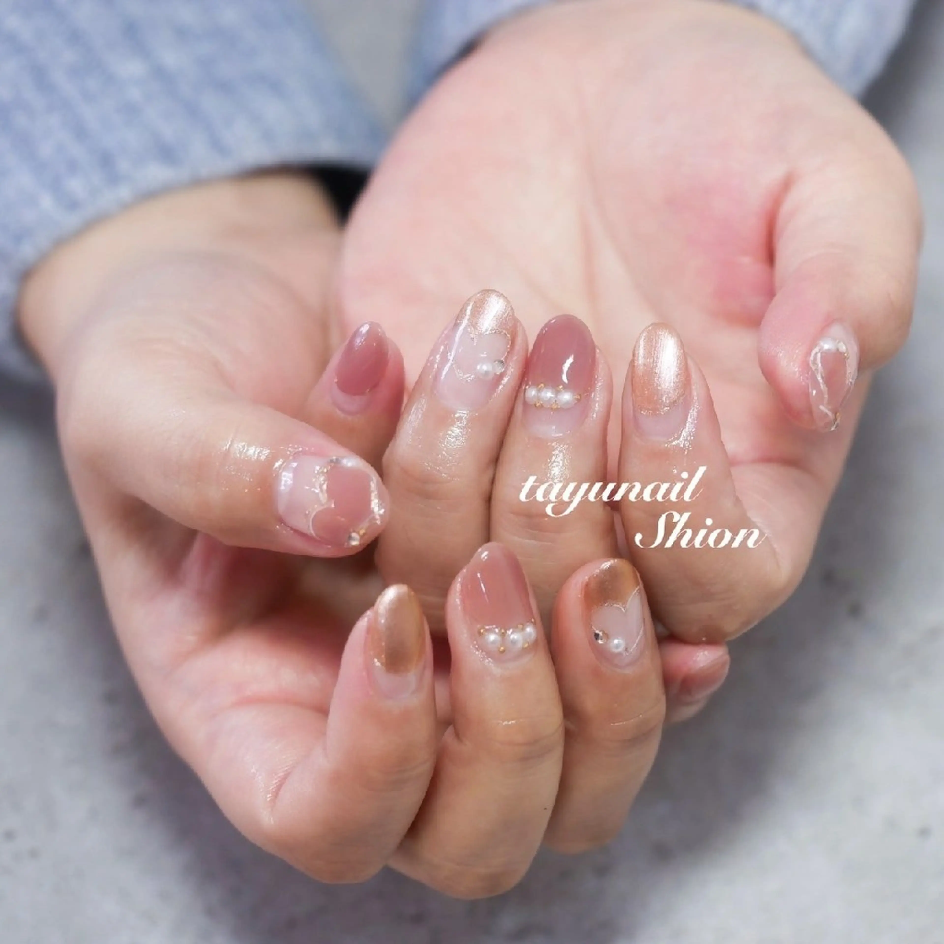 ネイル フレンチネイル ジェルネイル ハート パラジェル バレンタイン ネイルサロン・ネイルスクール　たゆnail所属・ネイルサロン 【たゆnail】のネイルデザイン