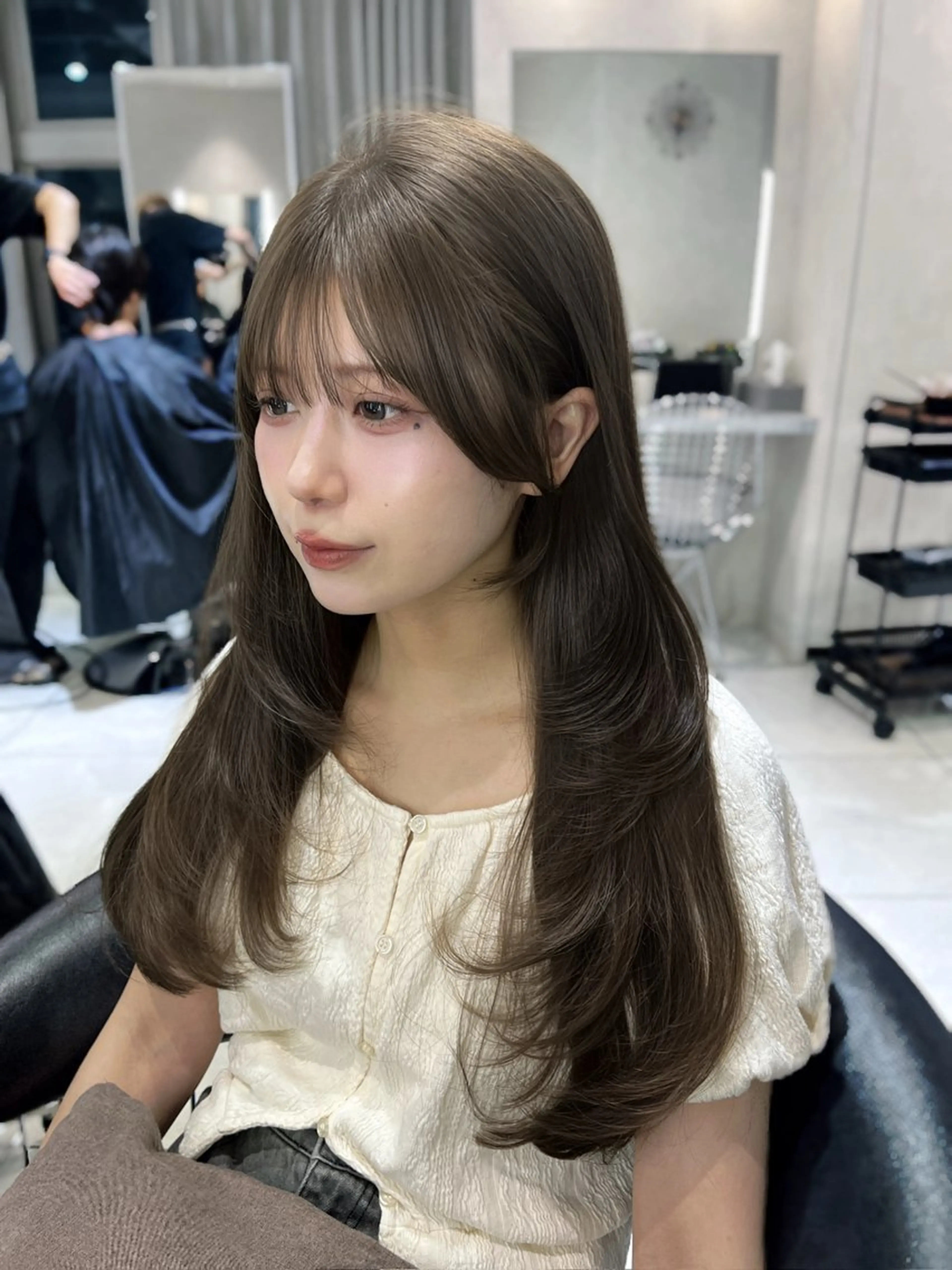 【🌷ダメージレス🌷】韓国風カット＋プレミアムケアカラー＋2stepトリートメント🪄✨(巻き仕上げ込み)の写真