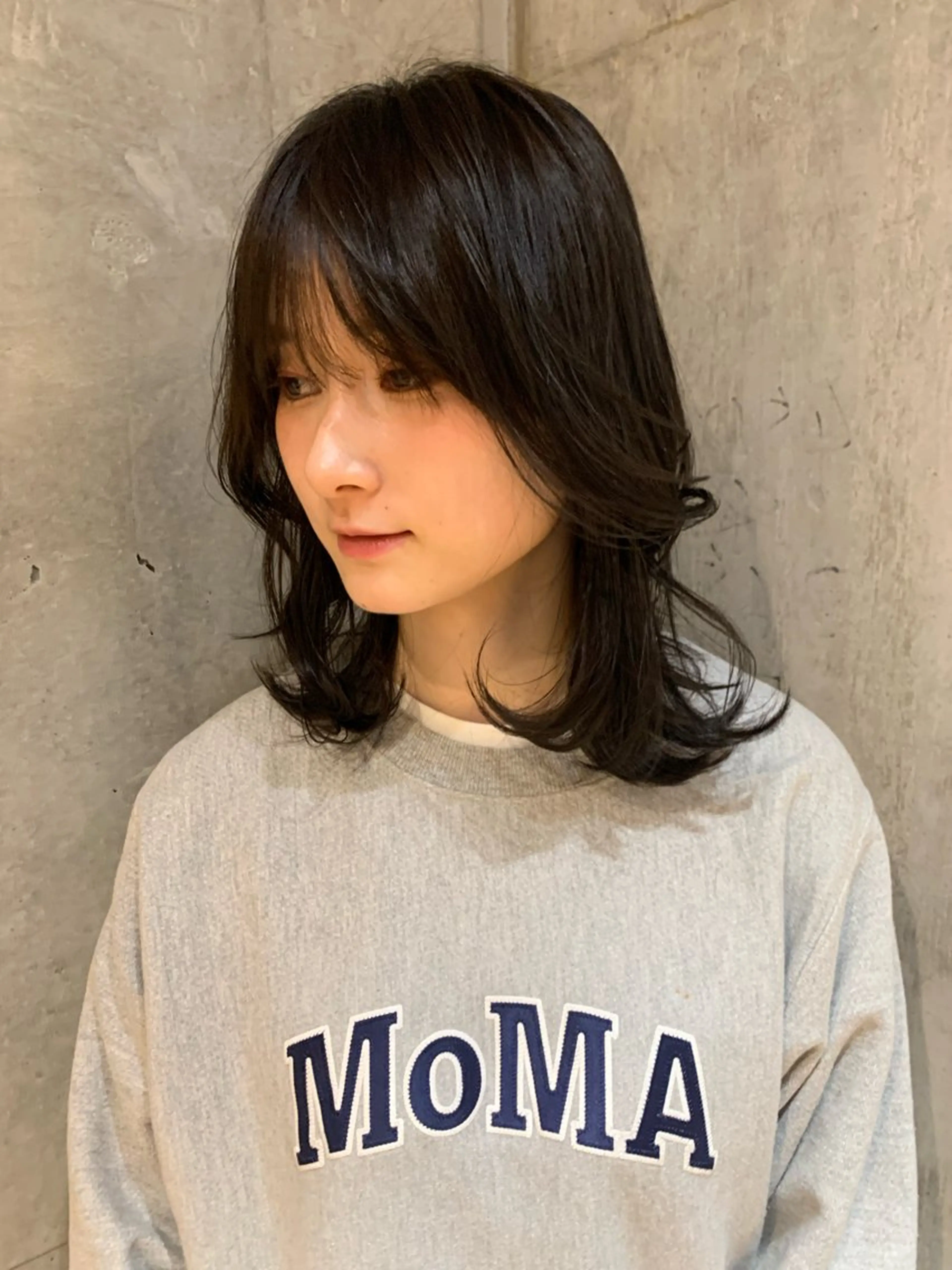 セミロング カラー ボブパーマ 艶カラー/横山大樹のヘアスタイル